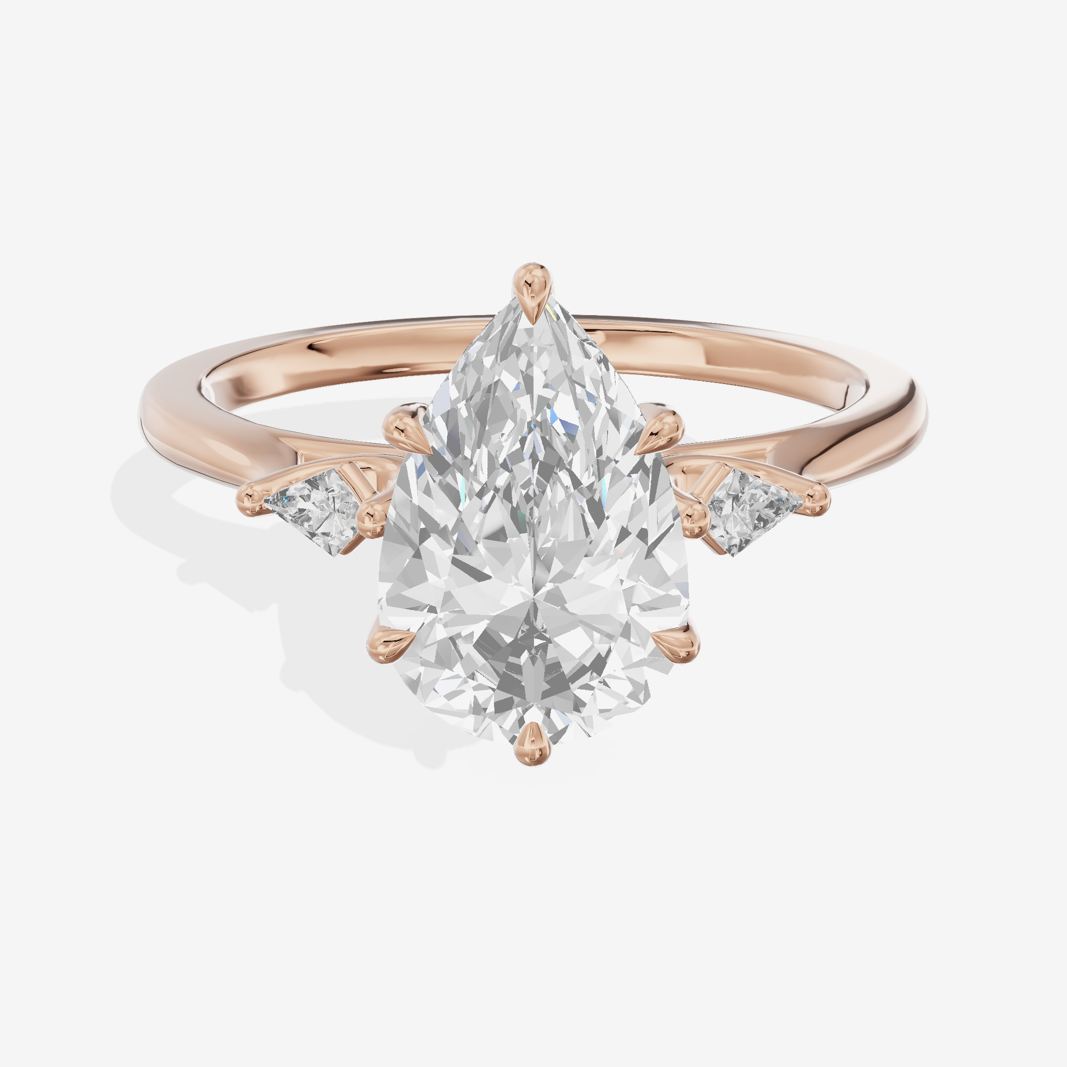 Vintage Belovae Pear Three Stone Engagement Ring (3/5 ct. tw.) in 18K Rose Gold