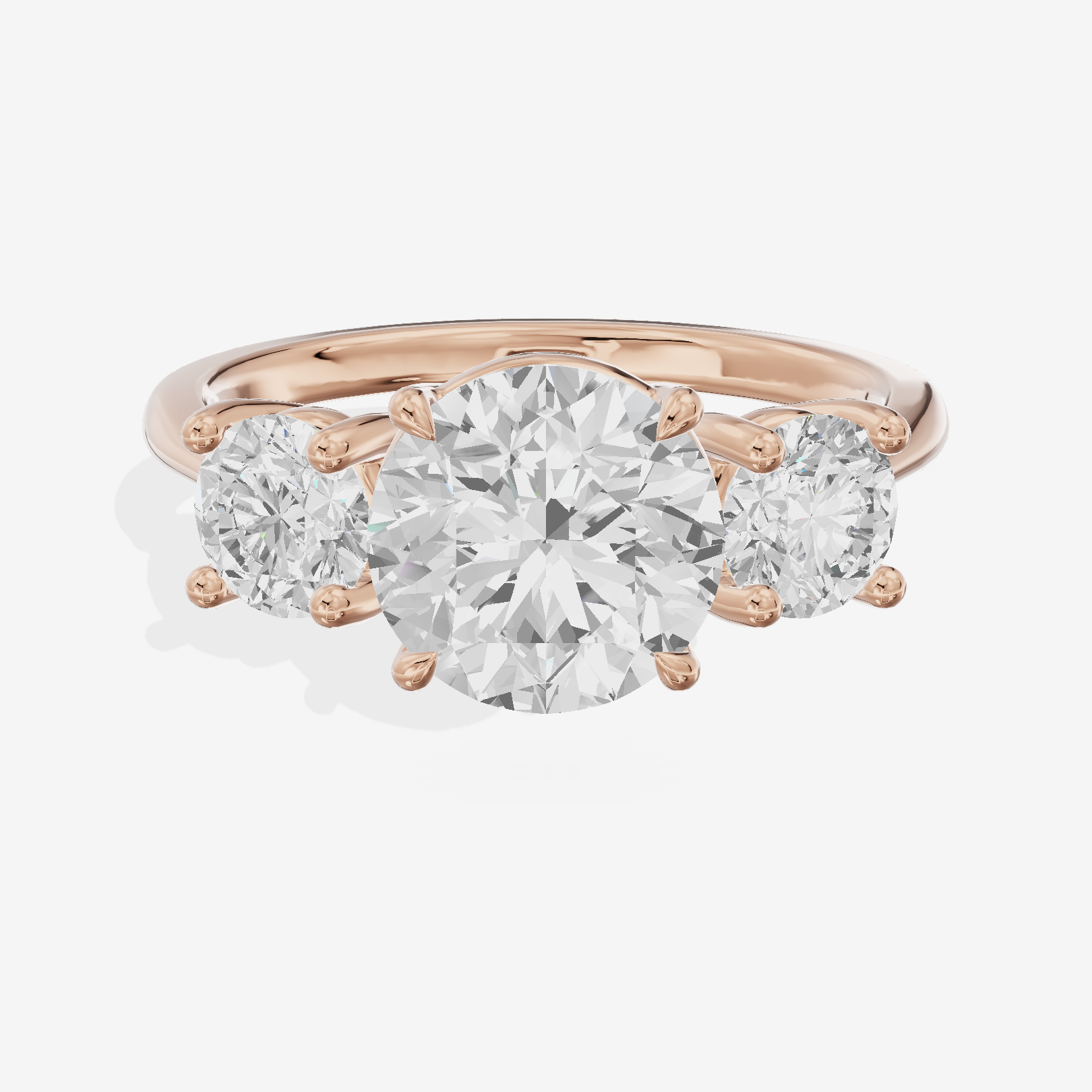 Luxe Trueheart Three Stone Round Engagement Ring (2/3 ct. tw.) in 18K Rose Gold
