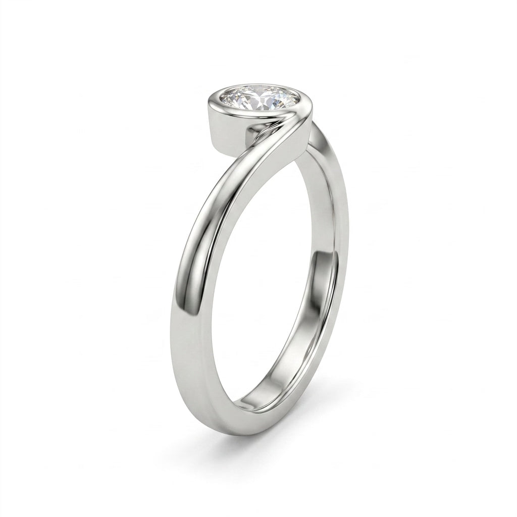Low Profile Round Wedding Band (1/10 ct.) in 18K White Gold