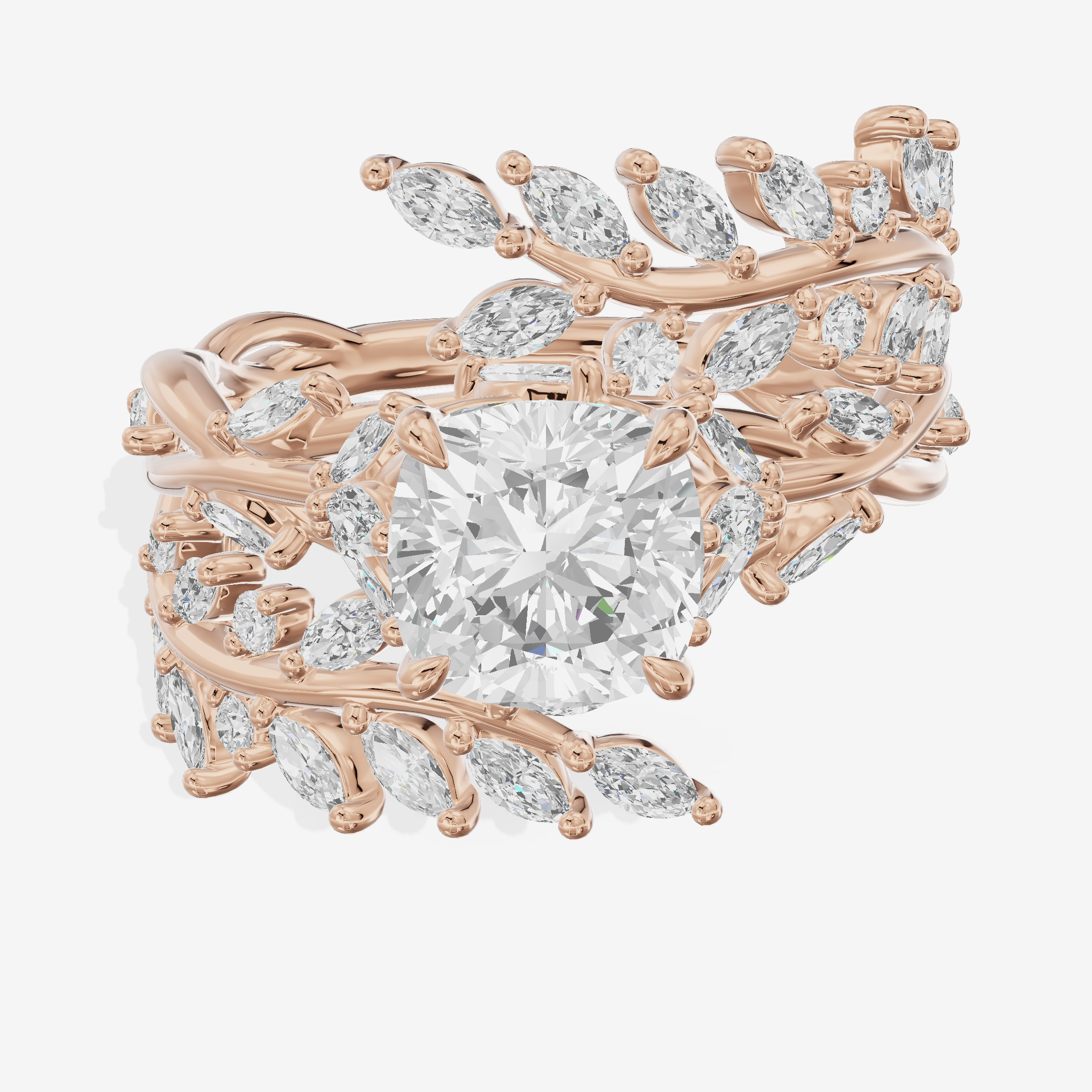 Tender Maia Cushion Engagement Ring with Side Stones (1/15 ct. tw.) in 18K Rose Gold