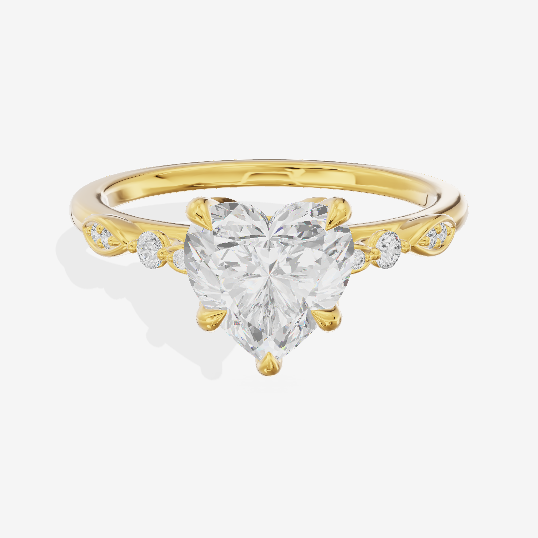 Petite Aurea Heart Engagement Ring with Side Stones (1/6 ct. tw.) in 14K Yellow Gold