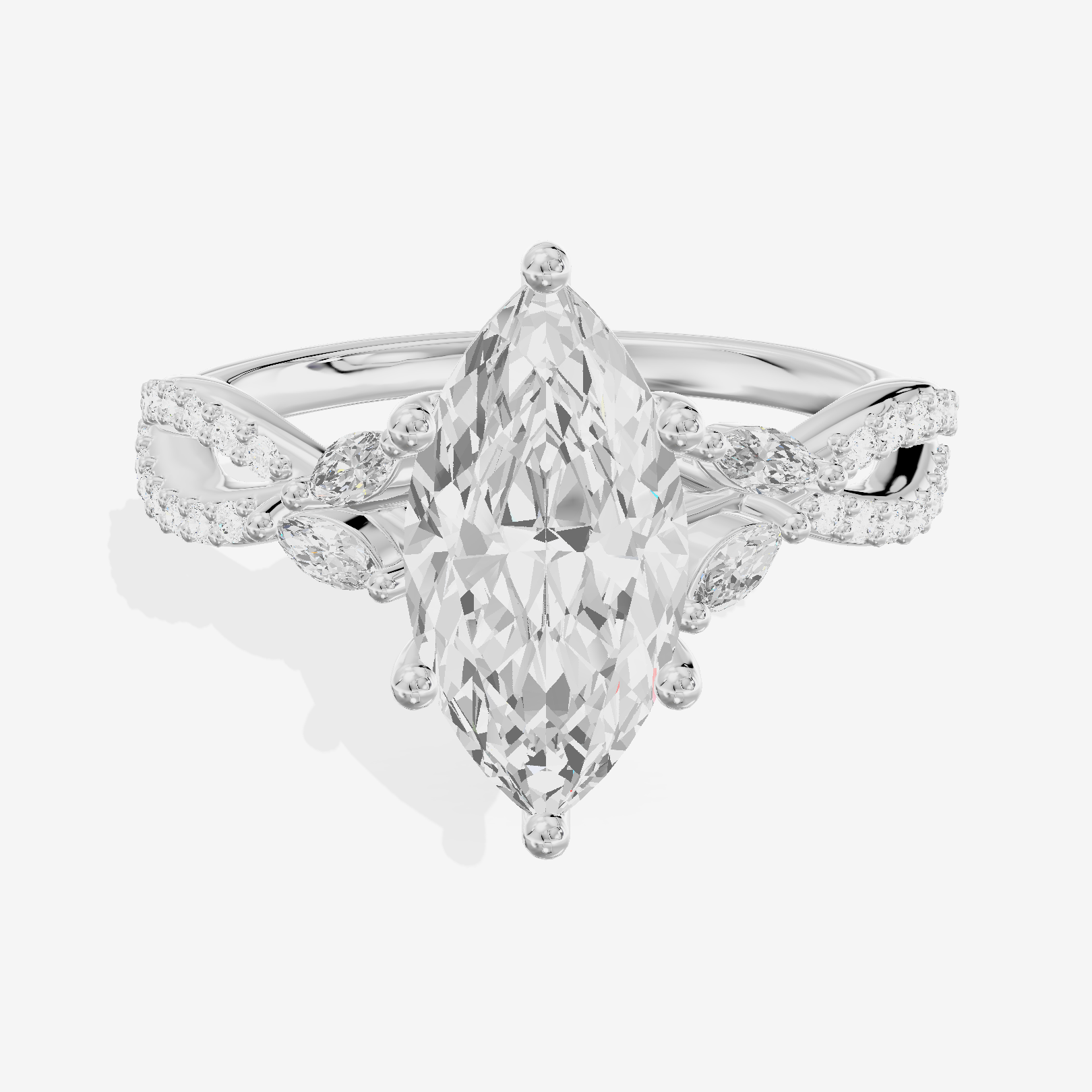 Luxe Lumera Marquise Engagement Ring with Side Stones (1/4 ct. tw.) in Platinum