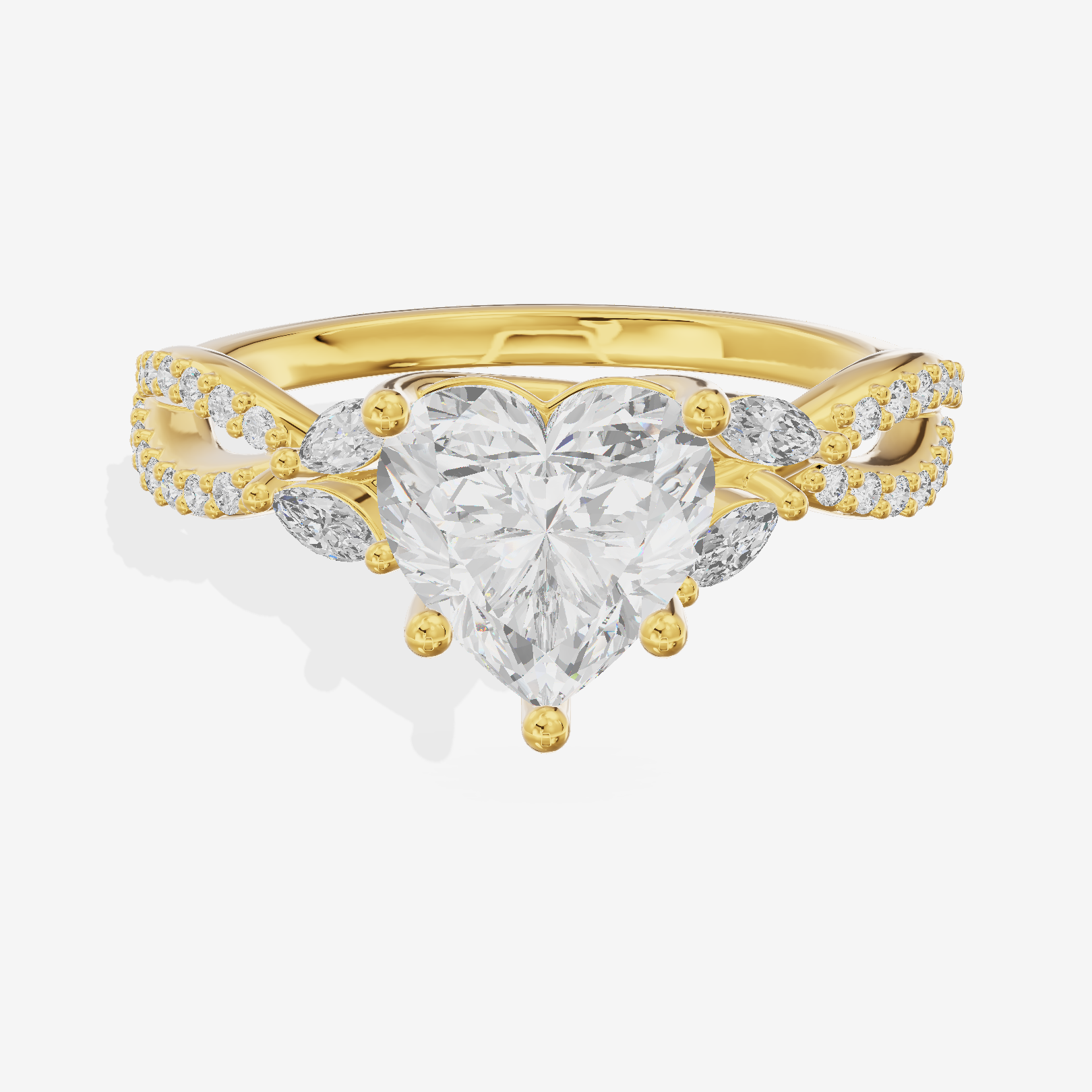 Luxe Lumera Heart Engagement Ring with Side Stones (1/4 ct. tw.) in 18K Yellow Gold