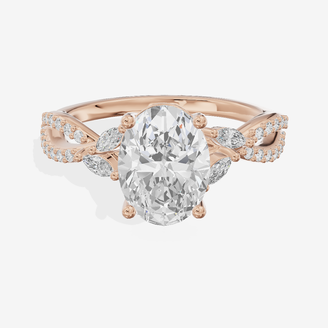 Luxe Domeline 1.5mm Oval Solitaire Engagement Ring (1/8 ct. tw.) in 18K Rose Gold