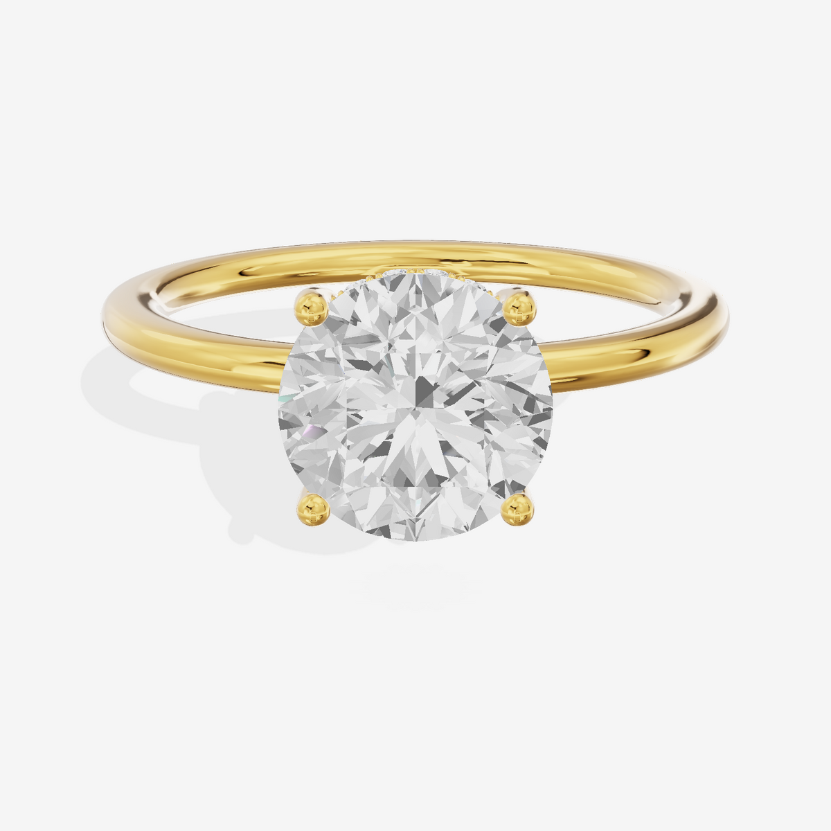 Reverya Hidden Halo Round Engagement Ring (1/20 ct. tw.) in 18K Yellow Gold