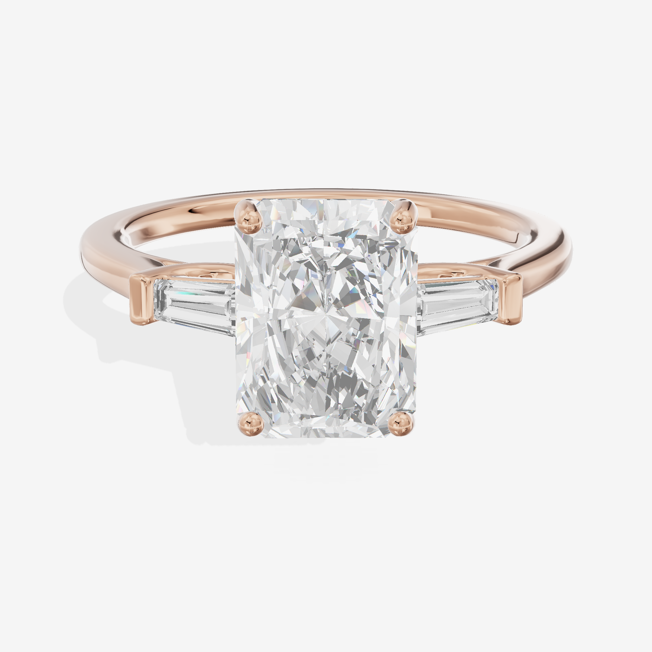 Hallowed Halcyon Radiant Engagement Ring with Side Stones (1/6 ct. tw.) in 18K Rose Gold