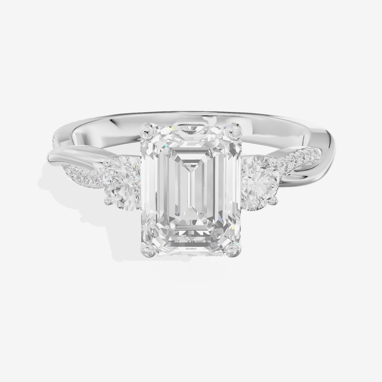 Luxe Selenia Three Stone Emerald Engagement Ring (1 ct. tw.) in Platinum