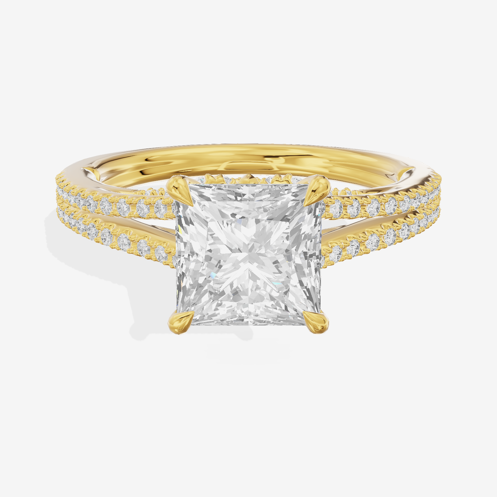 Aimora Cathedral 2mm Princess Solitaire Engagement Ring (1/3 ct. tw.) in 18K Yellow Gold