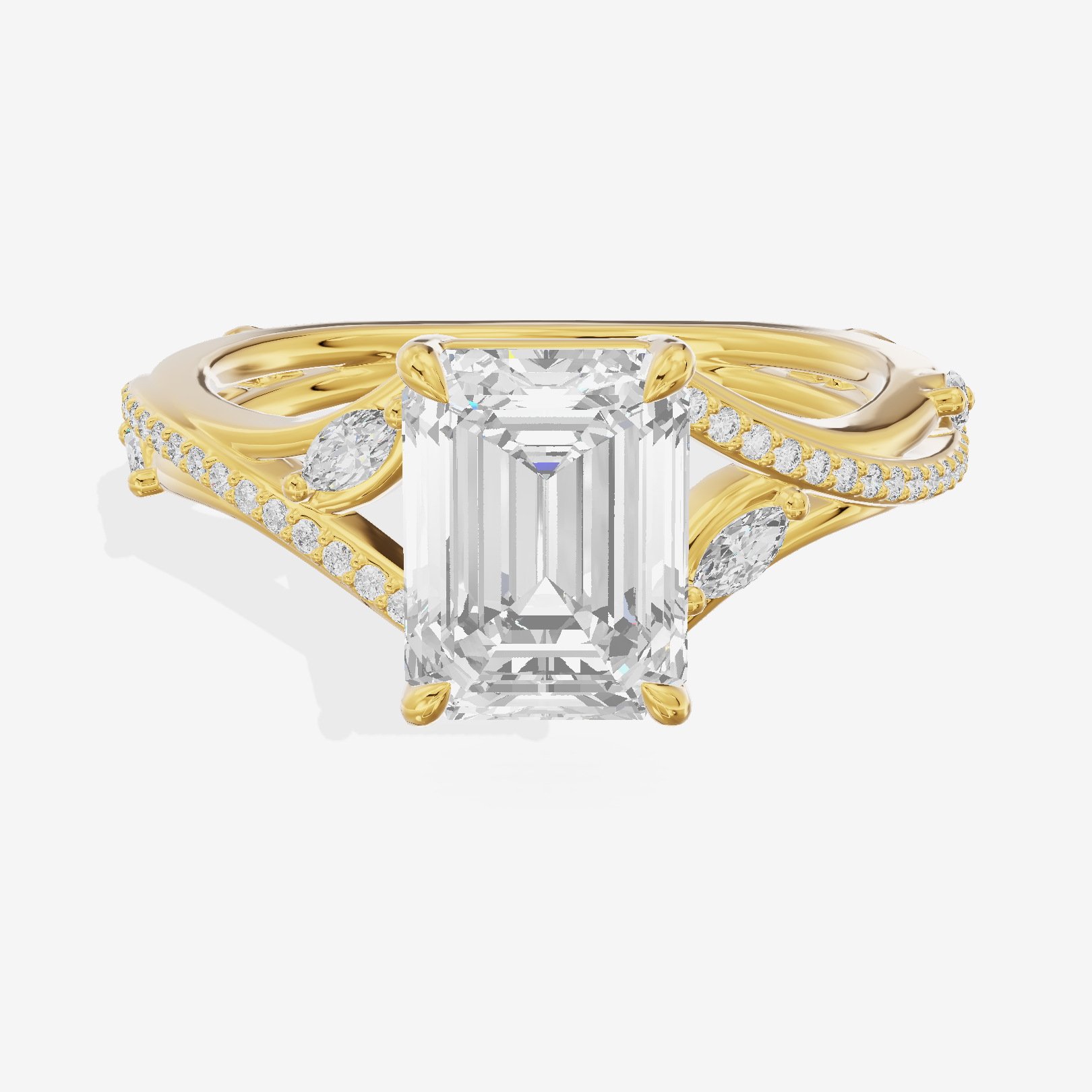 Twined Adorae Emerald Twisted Engagement Ring (1/4 ct. tw.) in 18K Yellow Gold