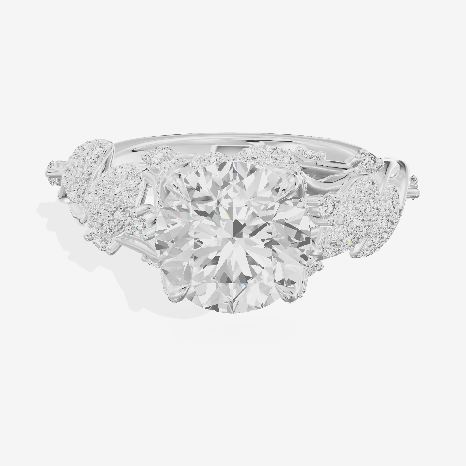 Modern Linger Round Engagement Ring with Side Stones (3/4 ct. tw.) in 18K White Gold