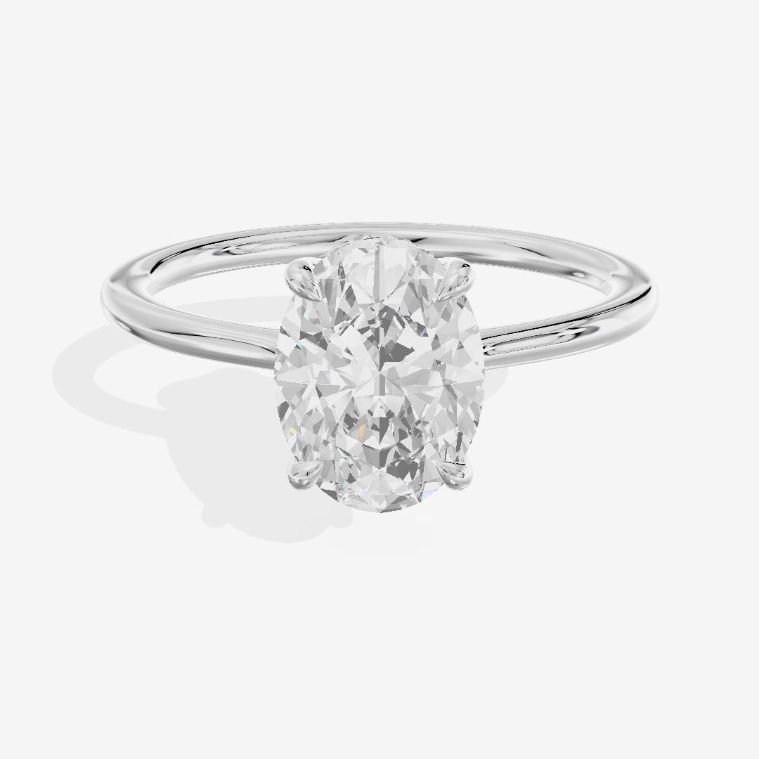 Promezza Hidden Halo Oval Engagement Ring (1/20 ct. tw.) in 14K White Gold