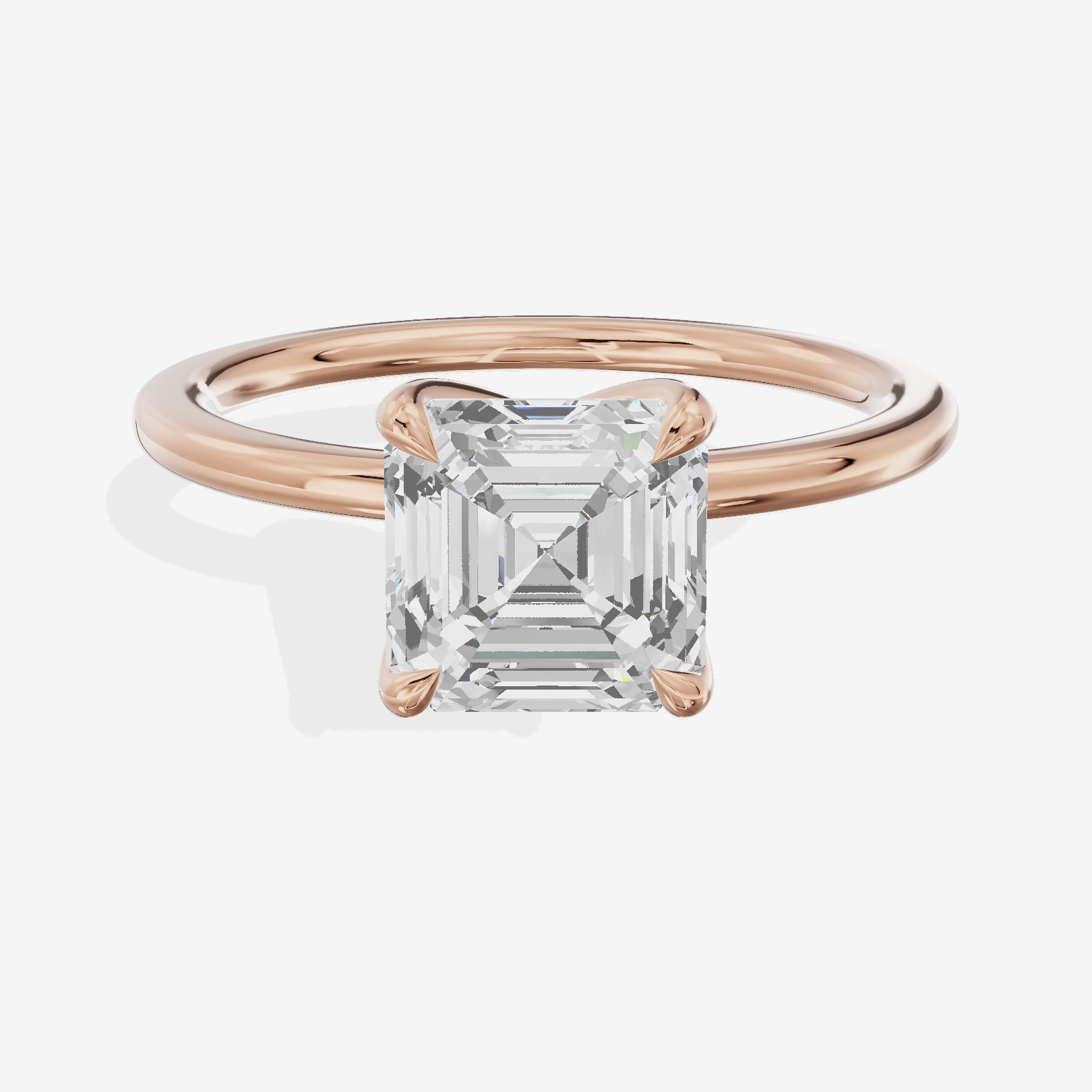 Petite Selenia 1.5mm Asscher Solitaire Engagement Ring in 18K Rose Gold