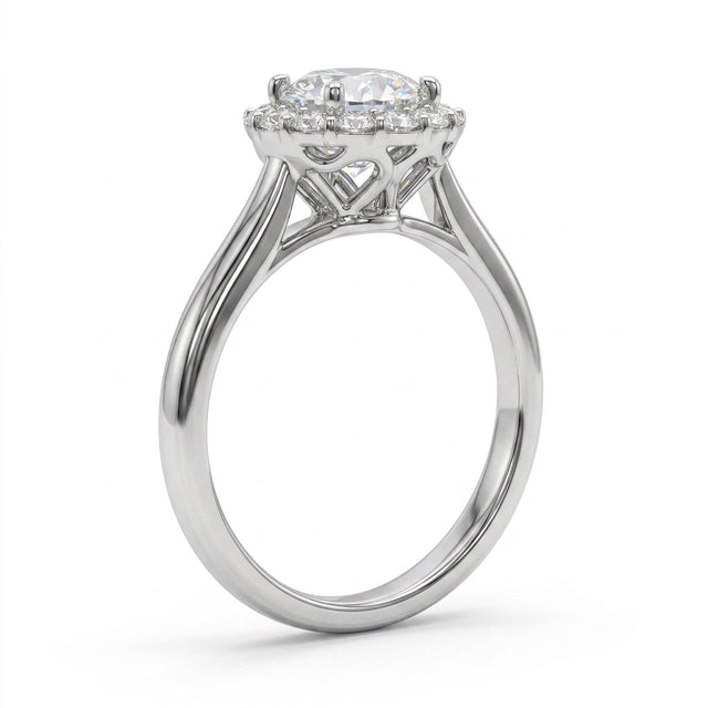 Halo Round Engagement Ring (1 ct. tw.) in 18K White Gold