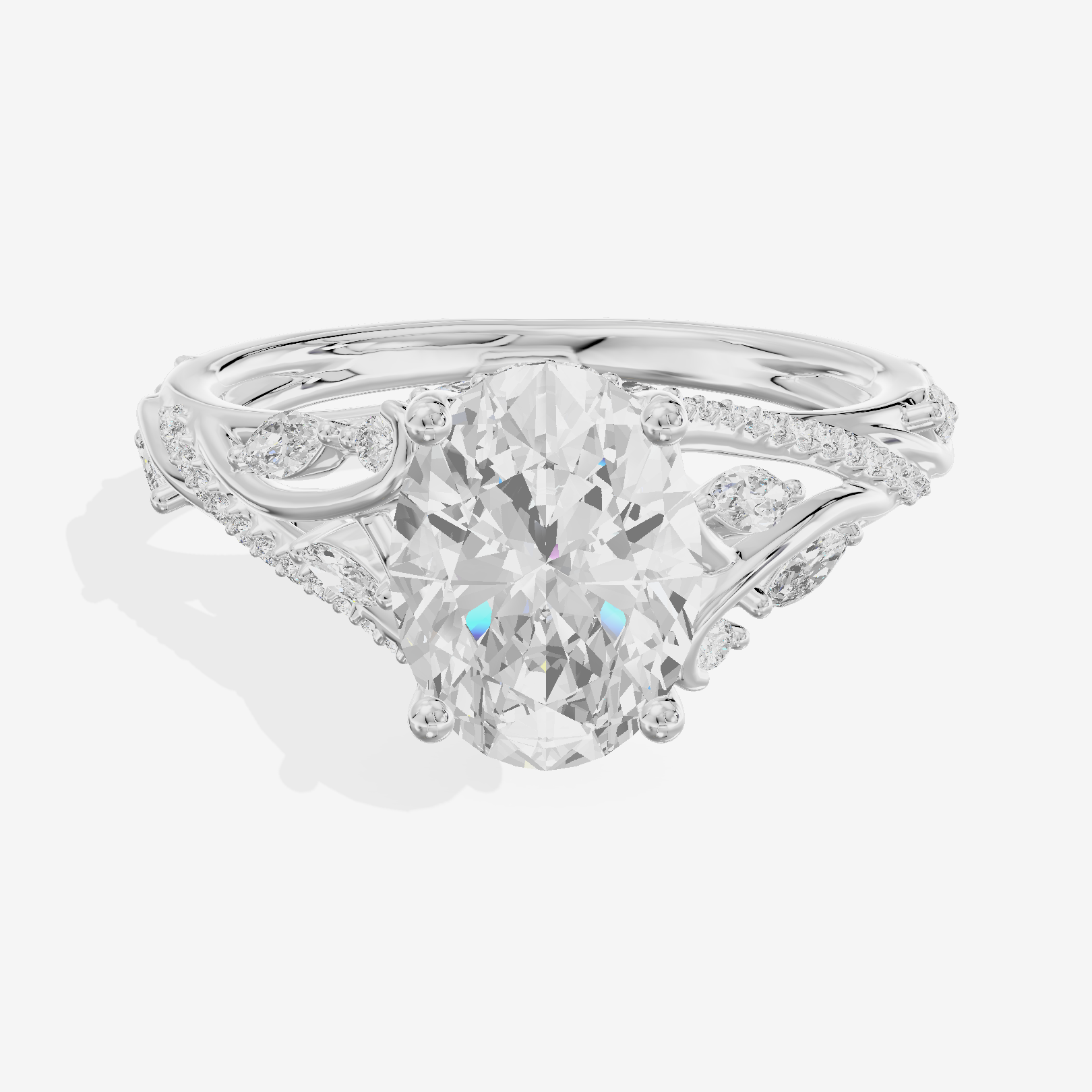 Twined Lumera Oval Twisted Engagement Ring (1/2 ct. tw.) in Platinum