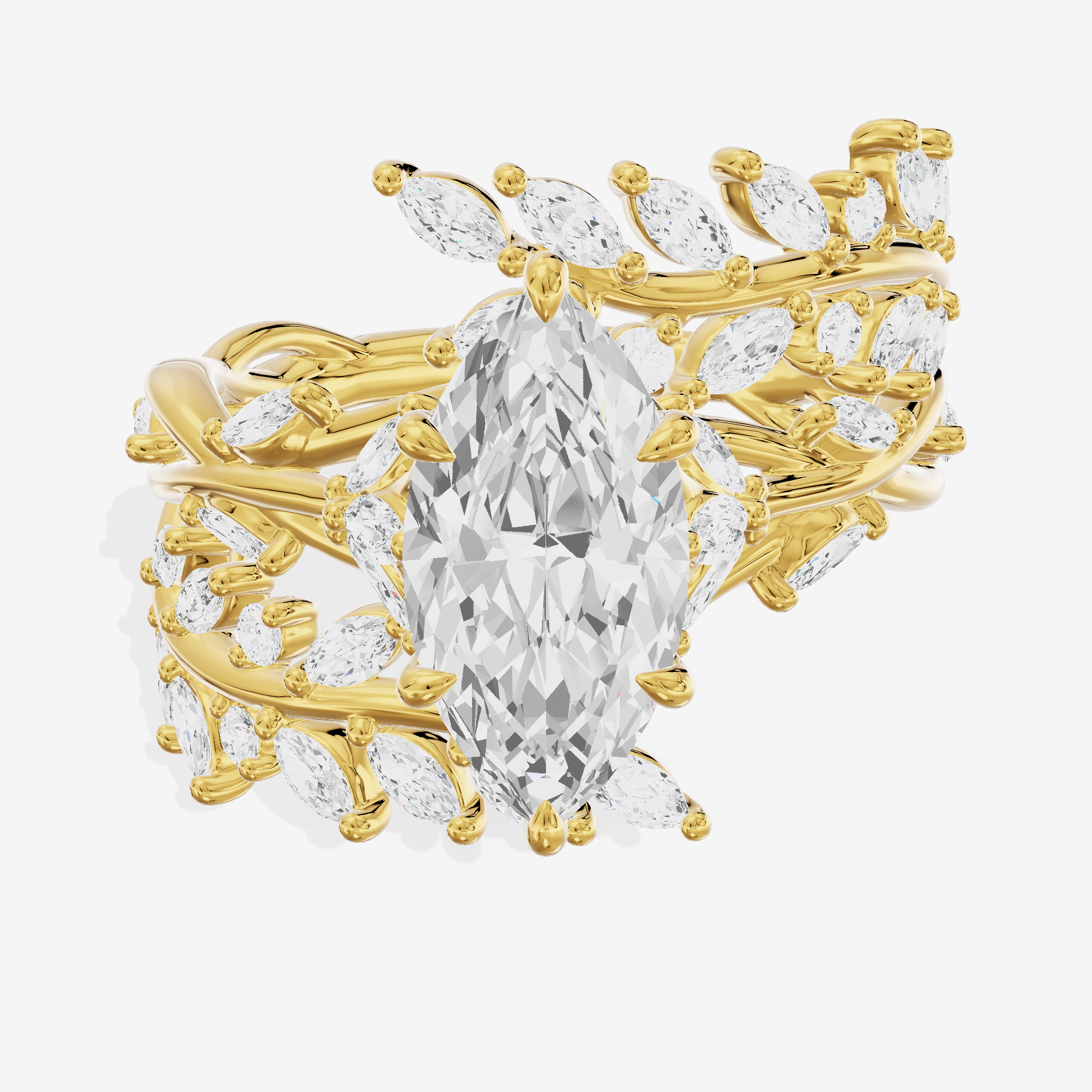 Tender Maia Marquise Engagement Ring with Side Stones (1/15 ct. tw.) in 14K Yellow Gold