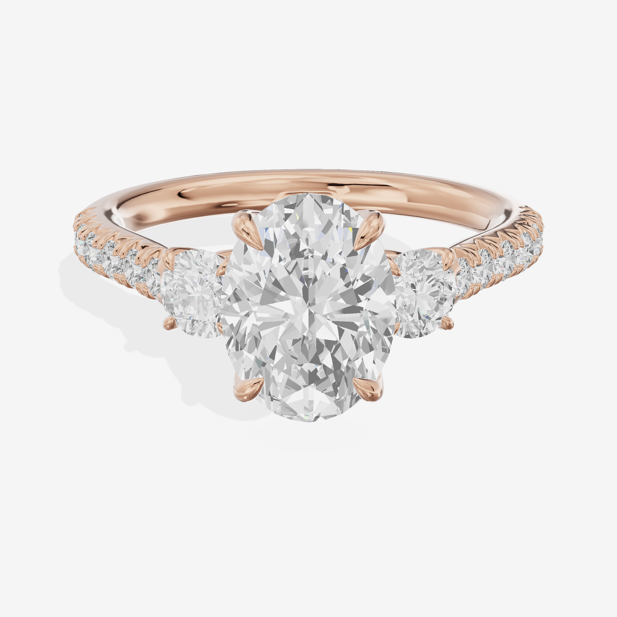 Triade Anniversary Anniversary Oval Three Stone Engagement Ring (1/2 ct. tw.) in 18K Rose Gold