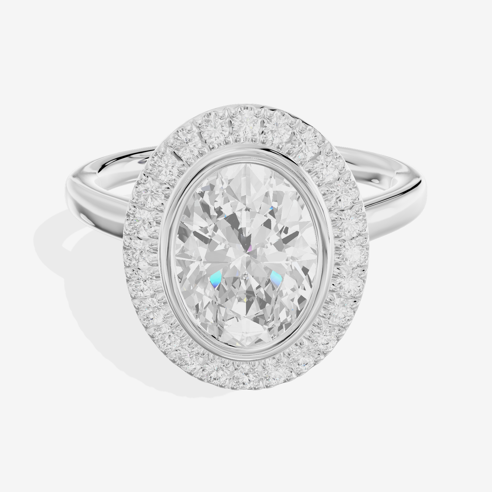 Trellise Halo Oval Engagement Ring (1/4 ct. tw.) in Platinum