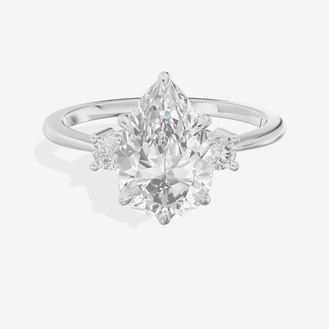 Eternal Aimora Pear Three Stone Engagement Ring (1/10 ct. tw.) in 14K White Gold