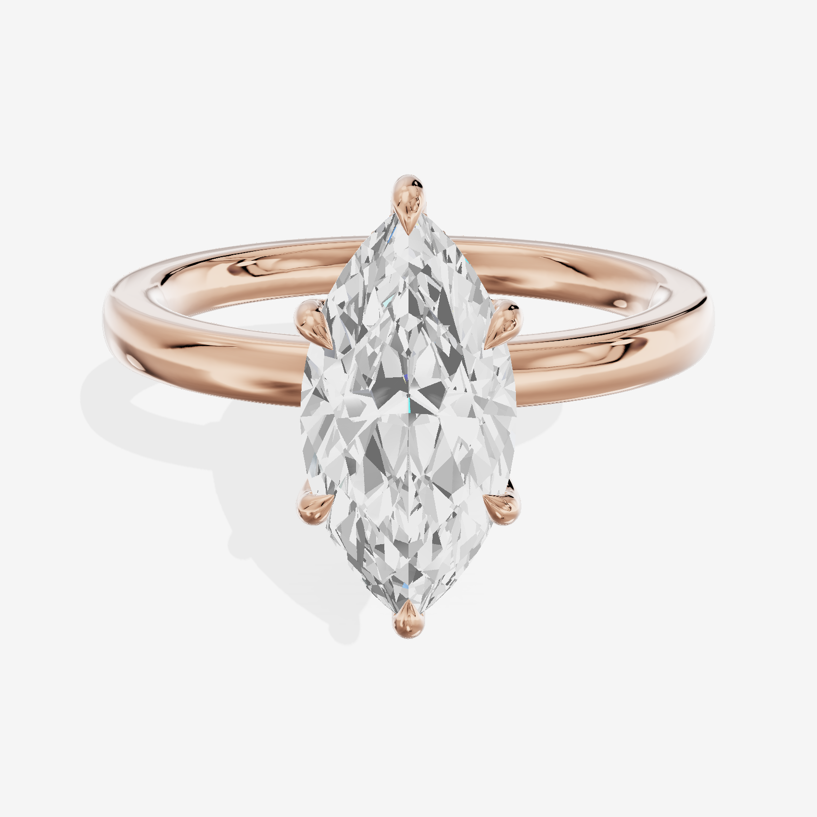 Classic Tensare Marquise Engagement Ring with Hidden Halos (1/15 ct. tw.) in 18K Rose Gold