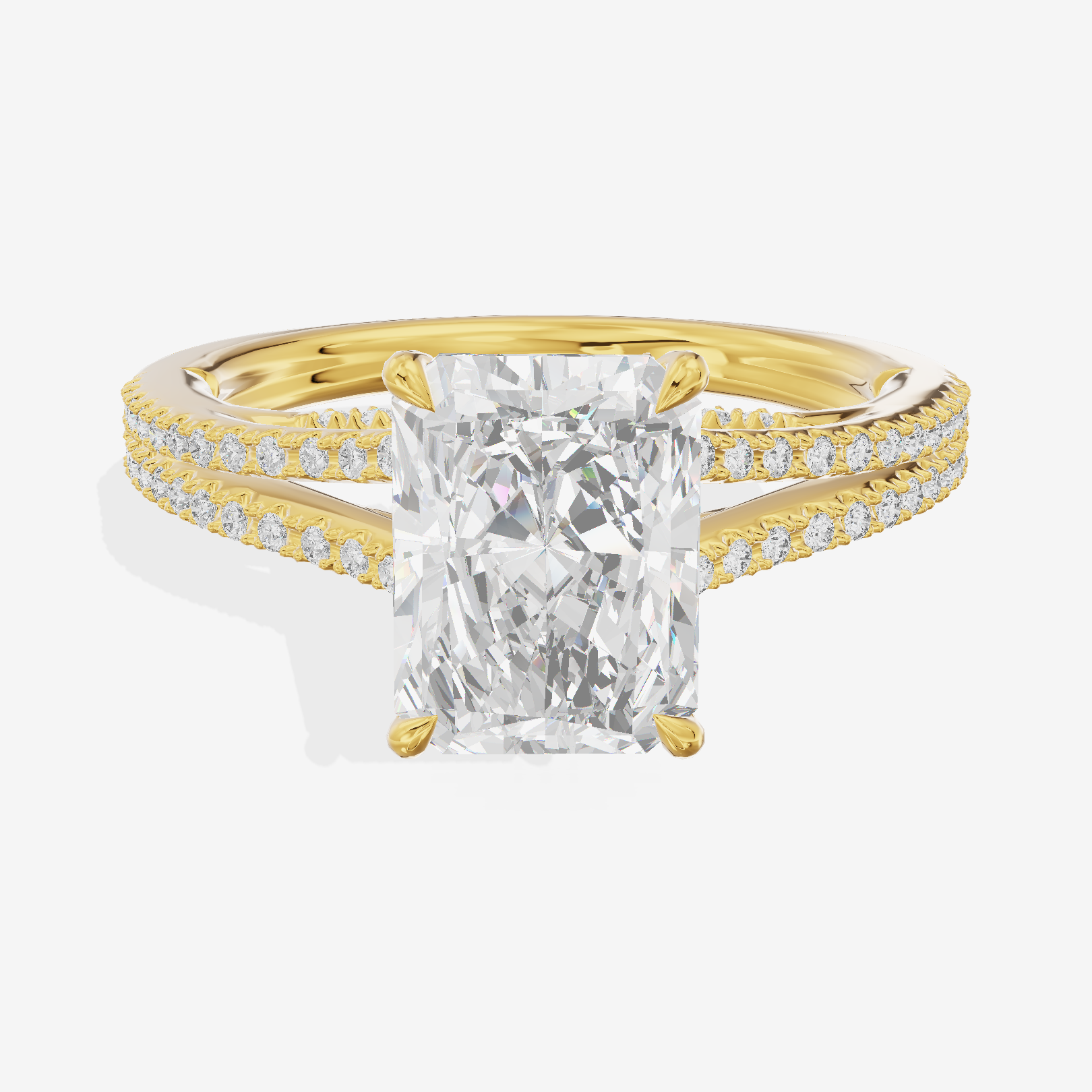 Aimora Cathedral 2mm Radiant Solitaire Engagement Ring (1/3 ct. tw.) in 14K Yellow Gold