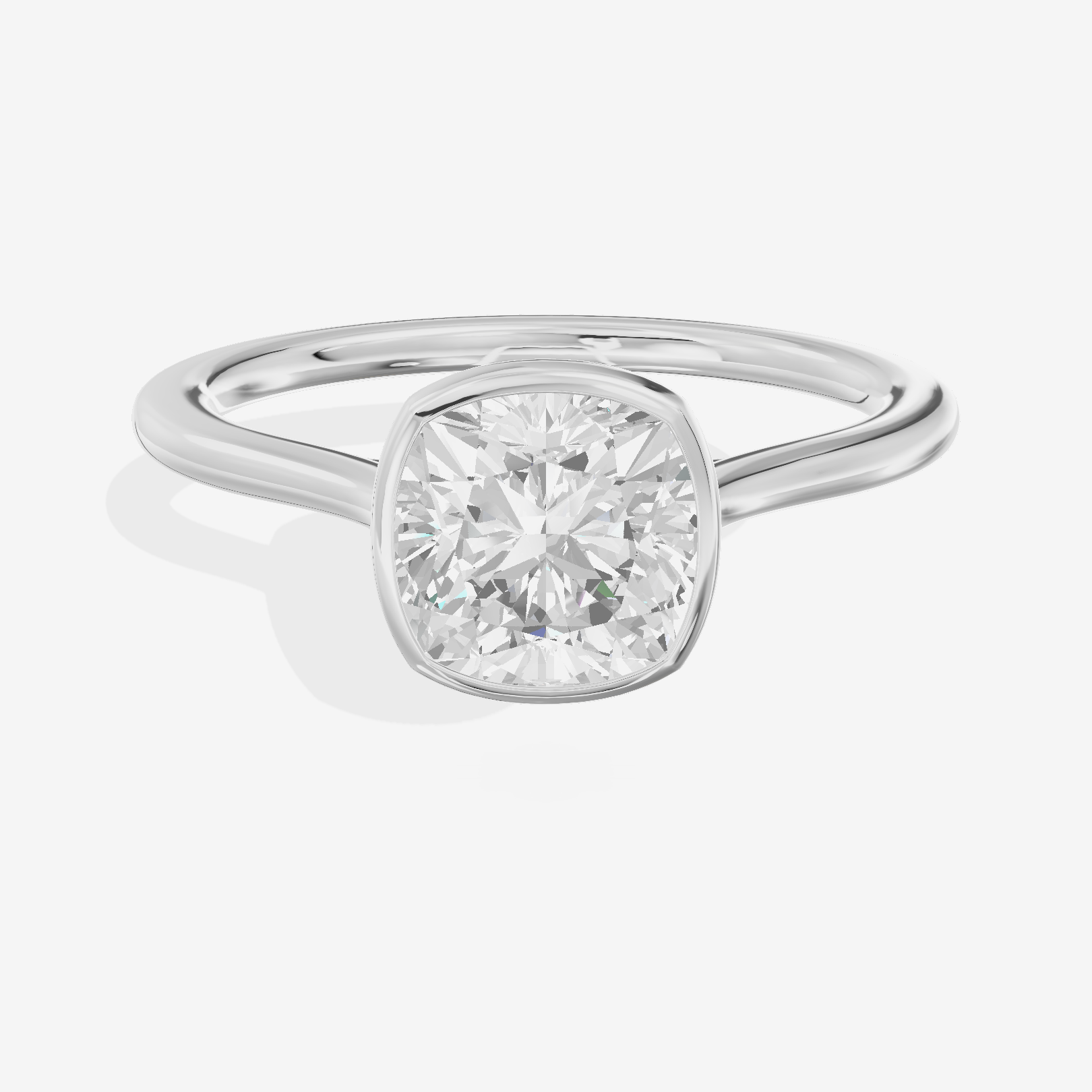 Petite Vowsae 1.5mm Cushion Bezel Engagement Ring in 14K White Gold