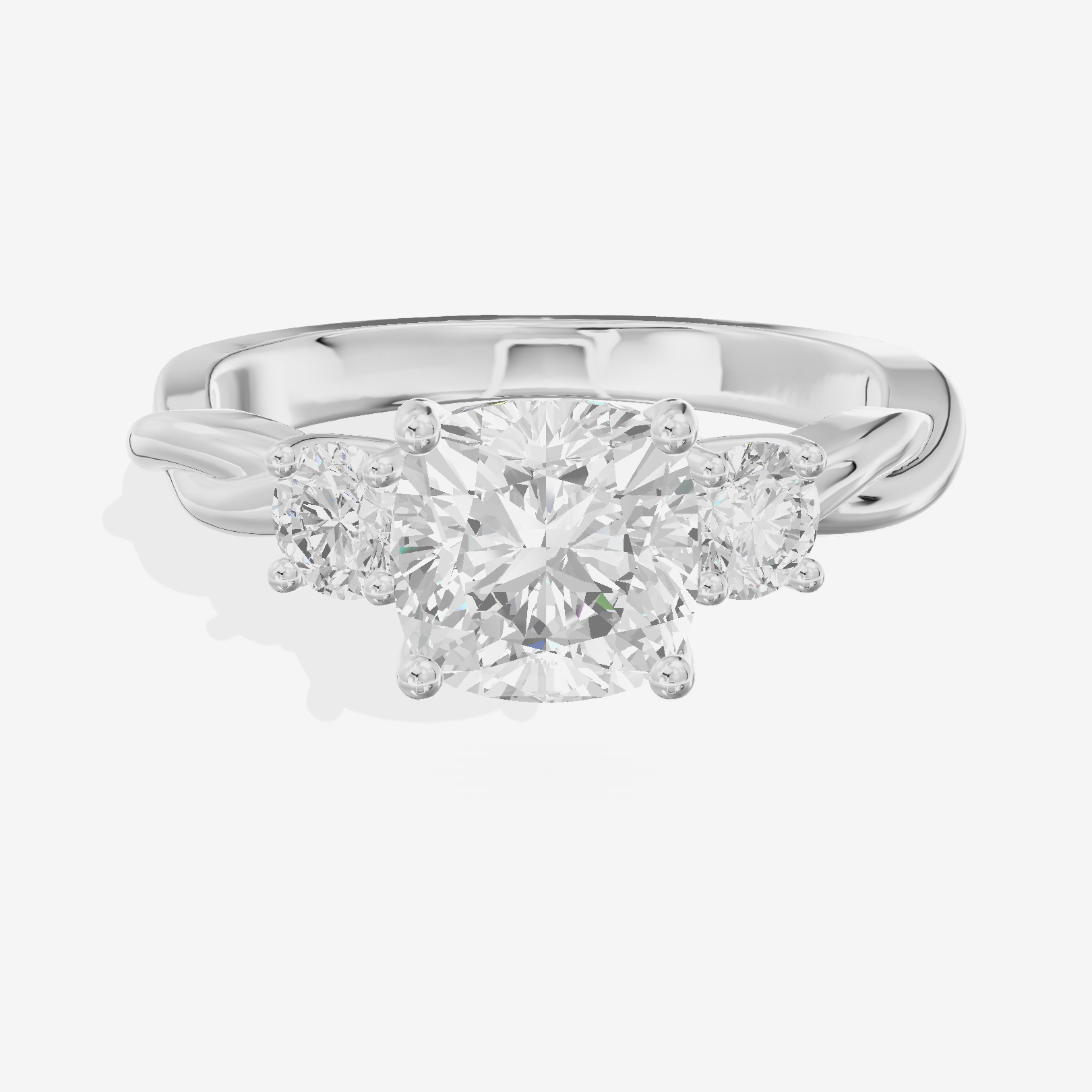 Twined Triade Cushion Three Stone Engagement Ring (1/4 ct. tw.) in Platinum