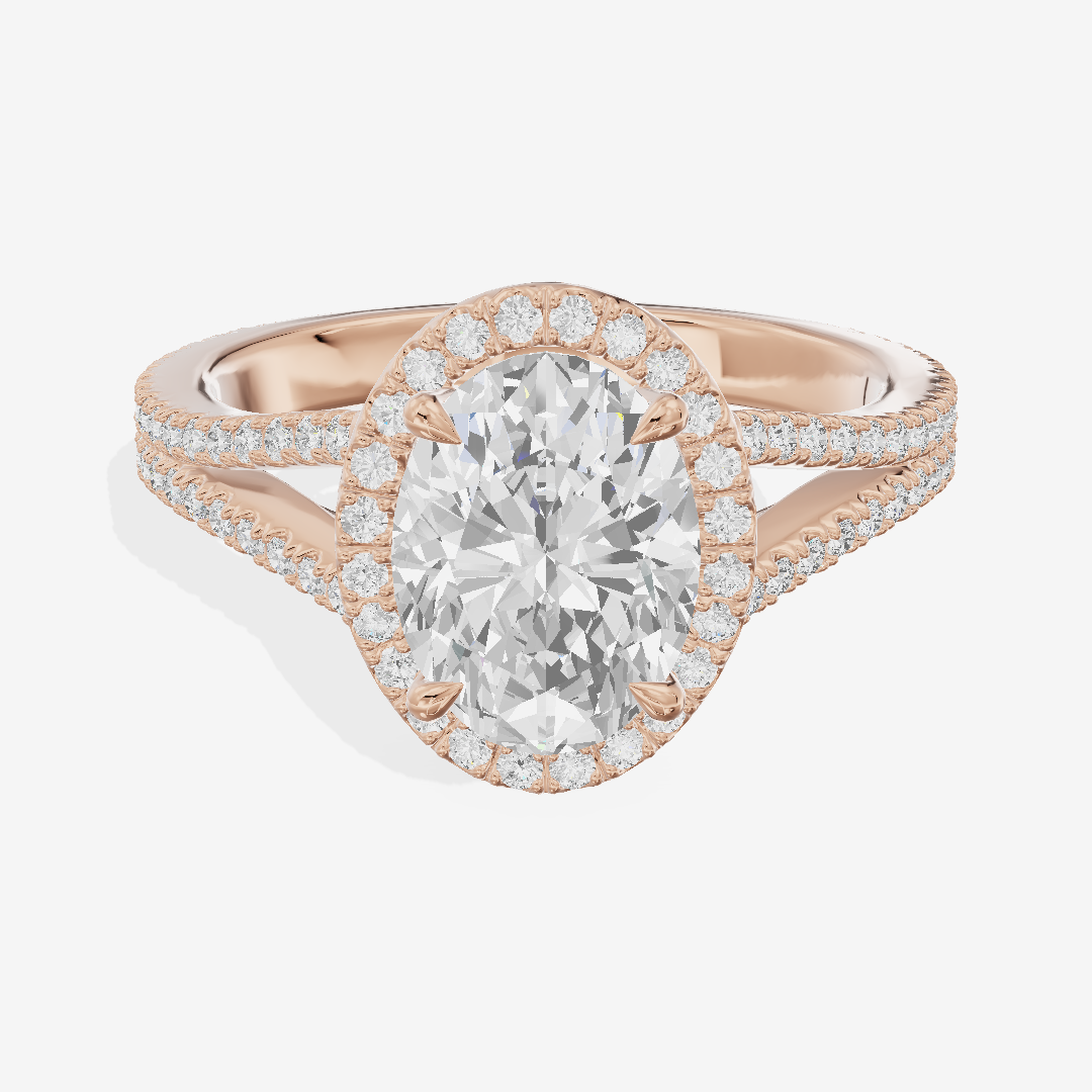 Modern Adorae Oval Hidden Halo Engagement Ring (1/2 ct. tw.) in 18K Rose Gold