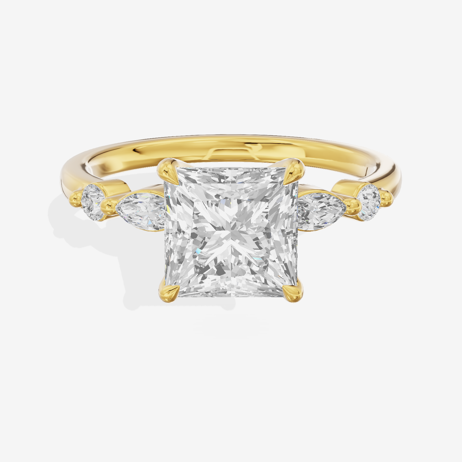 Eternal Promezza Princess Engagement Ring with Side Stones (1/6 ct. tw.) in 18K Yellow Gold