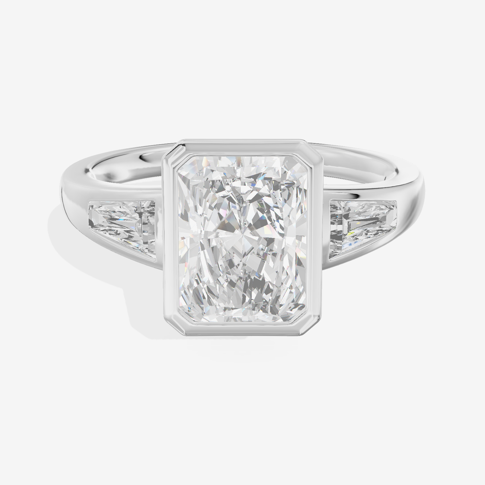 Modern Triade Radiant Three Stone Engagement Ring (1/2 ct. tw.) in Platinum