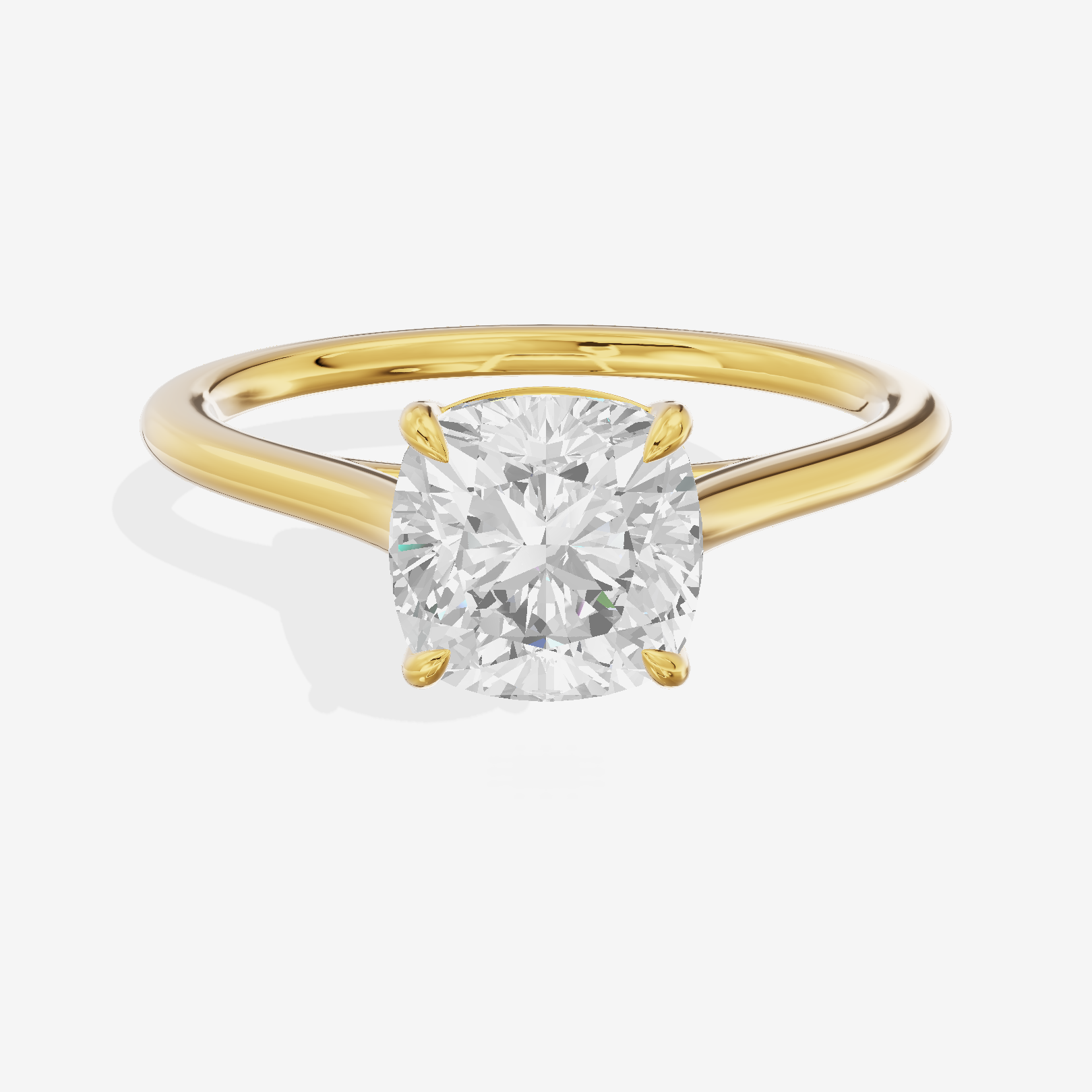One of One 1.4mm Cushion Solitaire Engagement Ring in 14K Yellow Gold