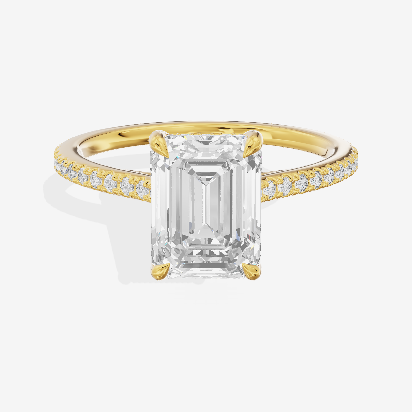 Luxe Aimora Emerald Engagement Ring with Side Stones (1/4 ct. tw.) in 14K Yellow Gold