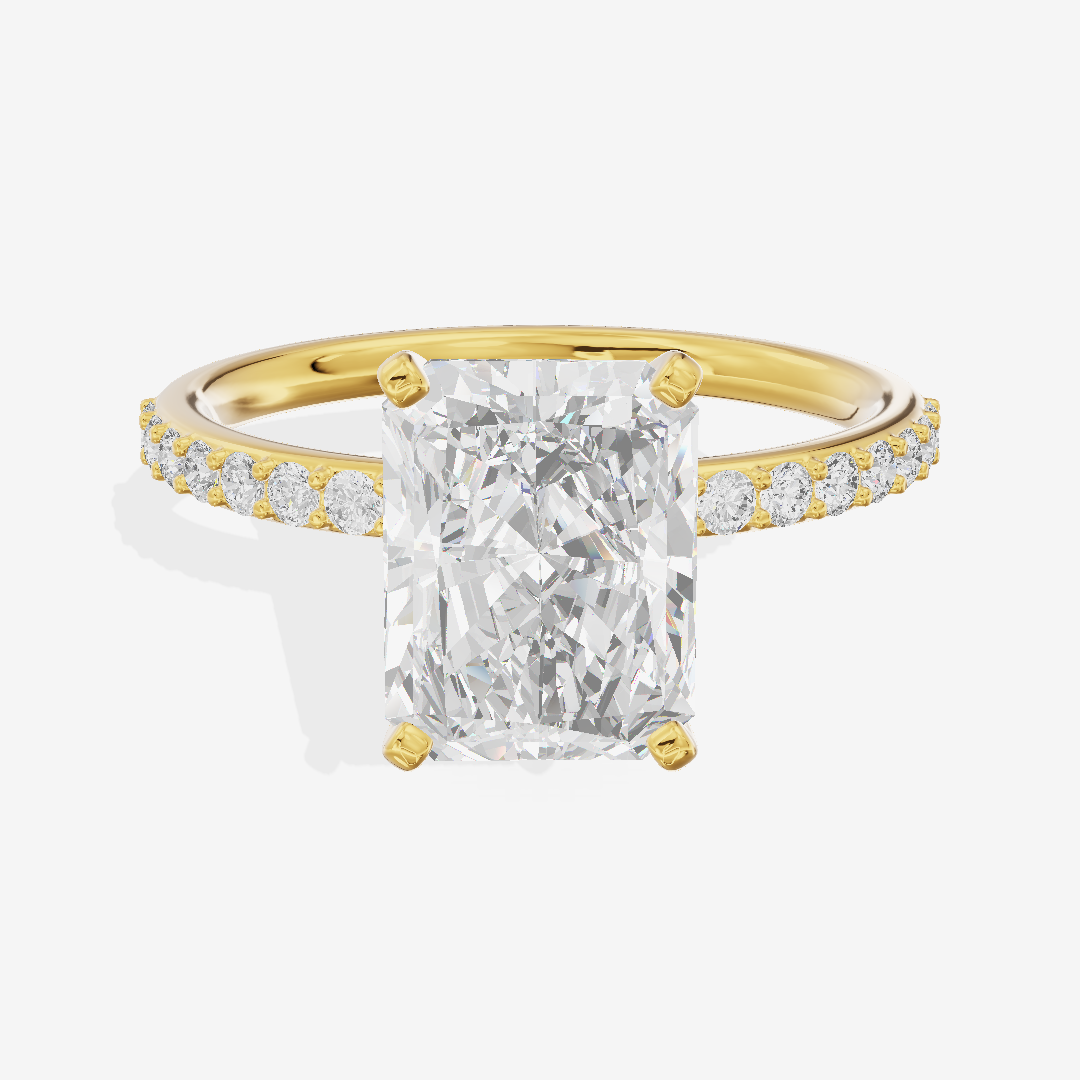 One of One Petite Radiant Engagement Ring with Side Stones (1/4 ct. tw.) in 14K Yellow Gold