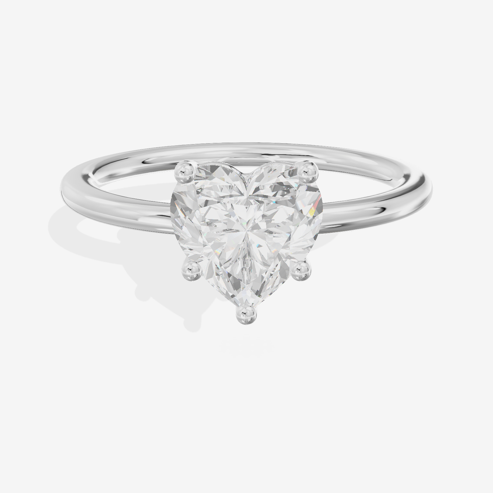 Crowned Vowsae 1.5mm Heart Solitaire Engagement Ring in 18K White Gold