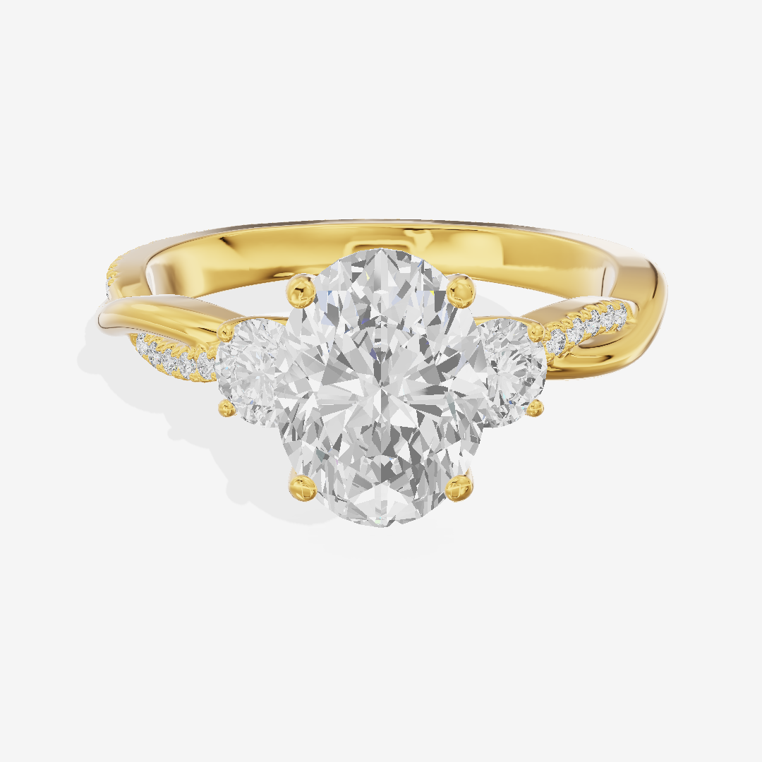 Petite Promezza Three Stone Oval Engagement Ring (2/5 ct. tw.) in 18K Yellow Gold
