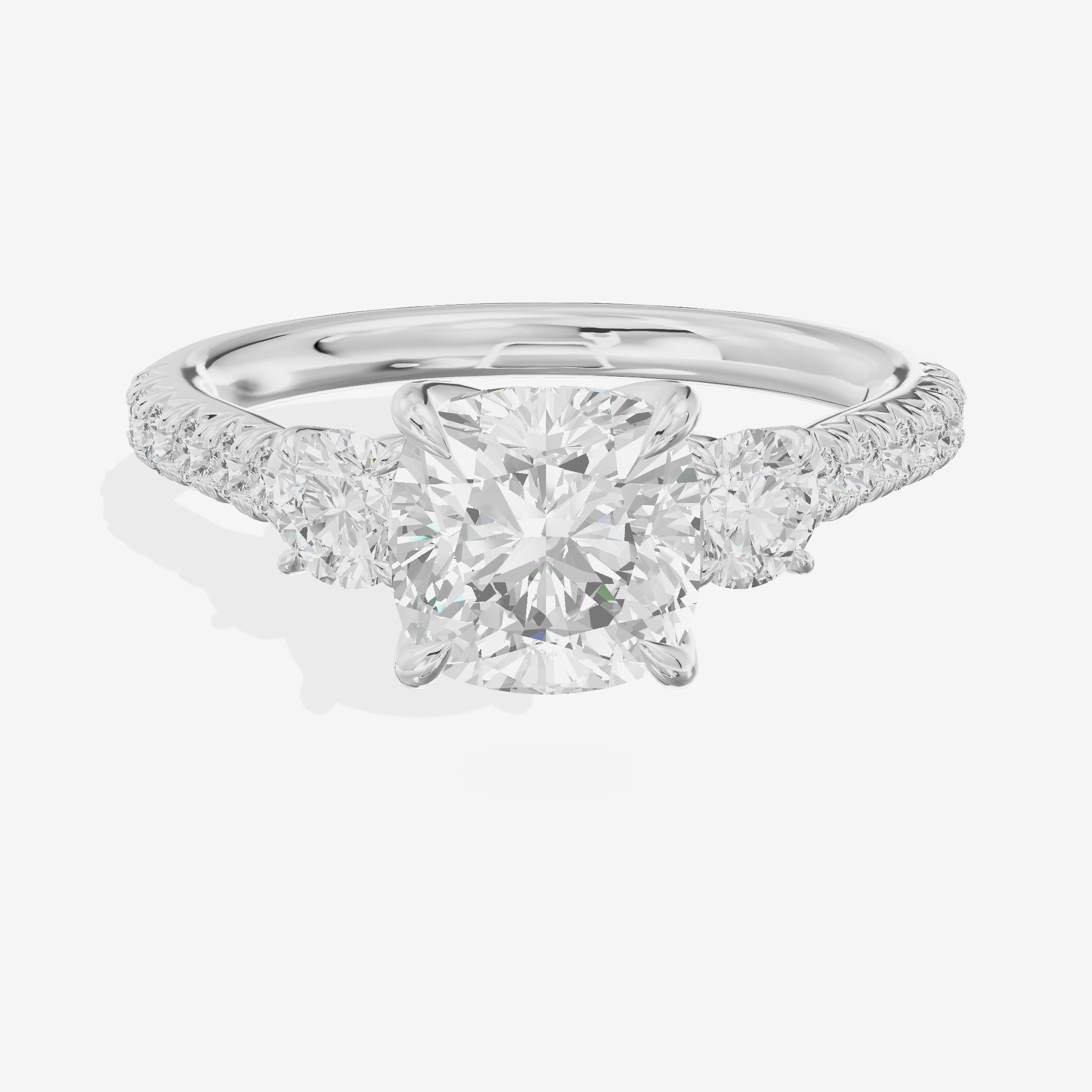 Triade Anniversary Anniversary Cushion Three Stone Engagement Ring (1/2 ct. tw.) in 18K White Gold