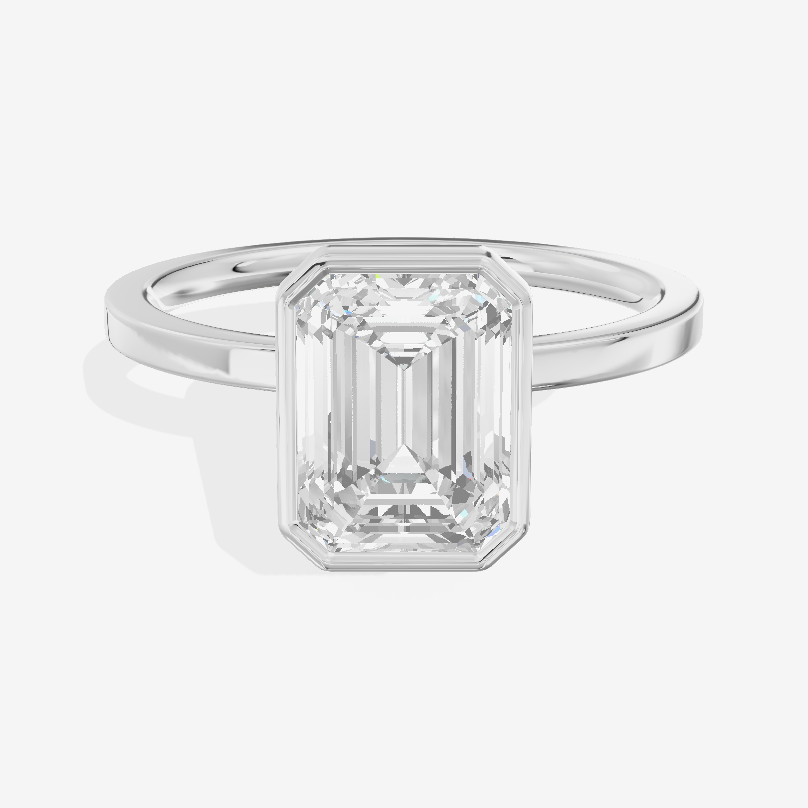 One of One Classic 1.5mm Emerald Bezel Engagement Ring in Platinum