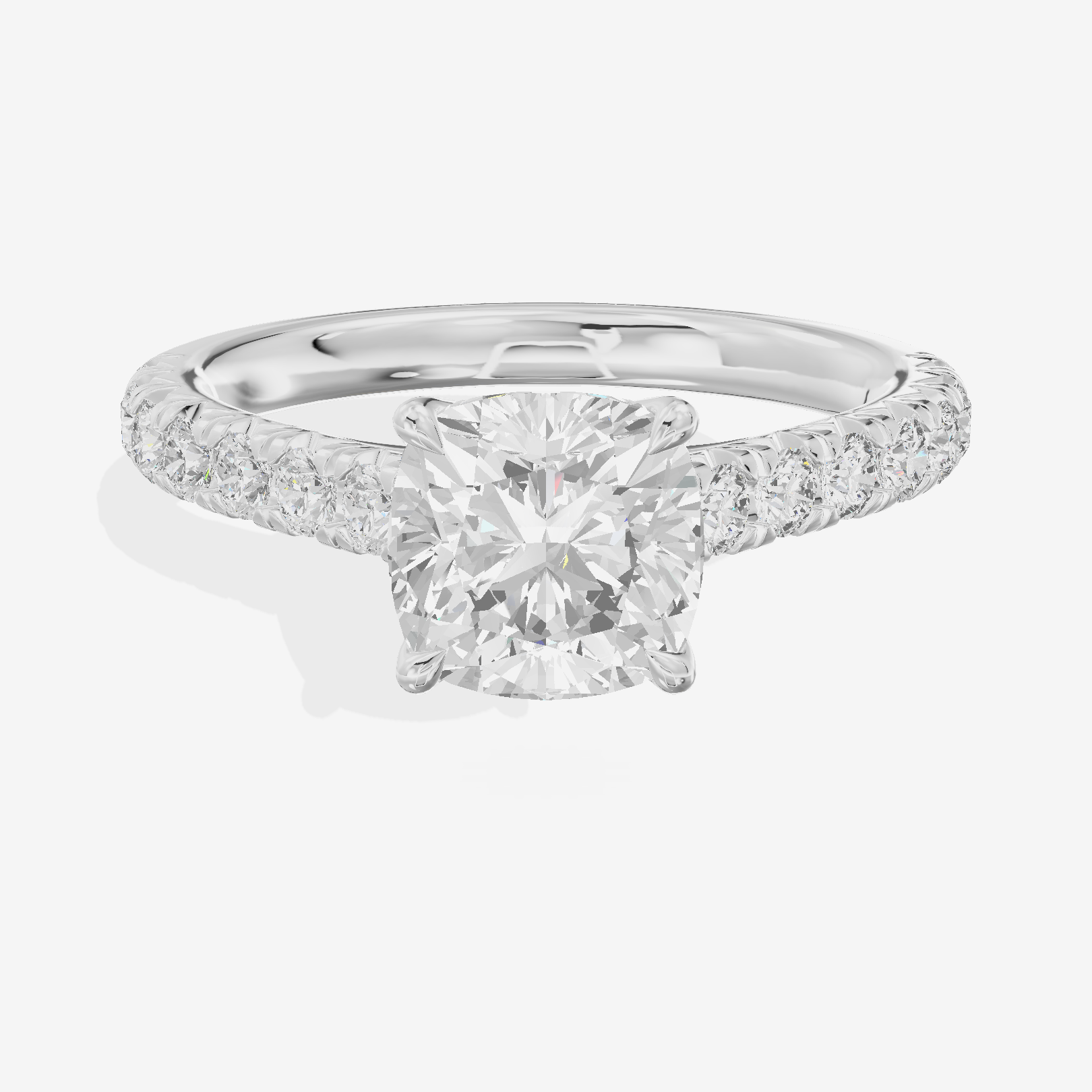 Whispered Sincere Cushion Engagement Ring with Side Stones (2/5 ct. tw.) in 14K White Gold
