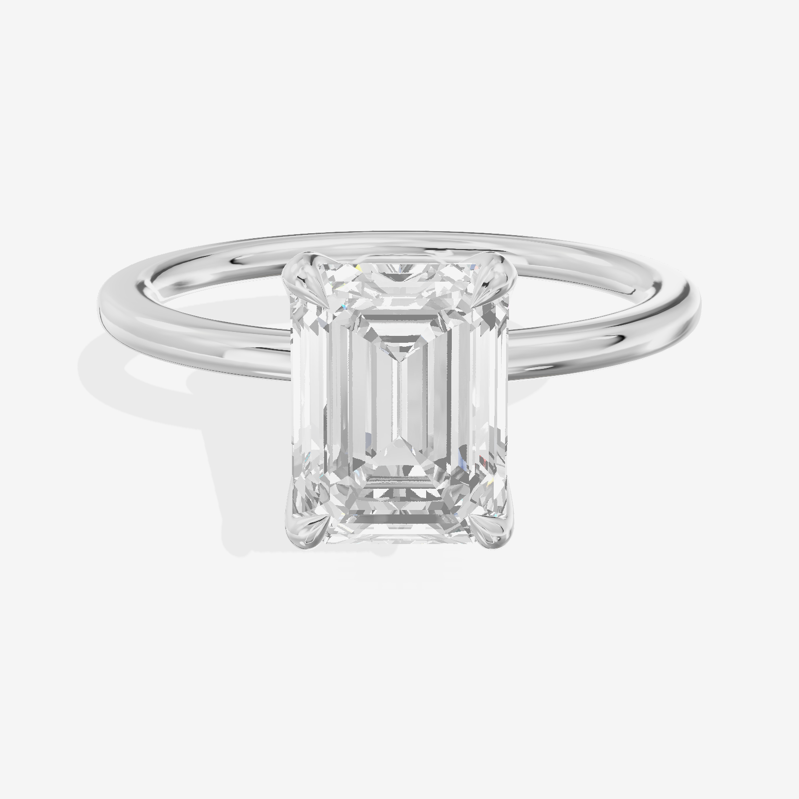 Petite Selenia 1.5mm Emerald Solitaire Engagement Ring in 18K White Gold