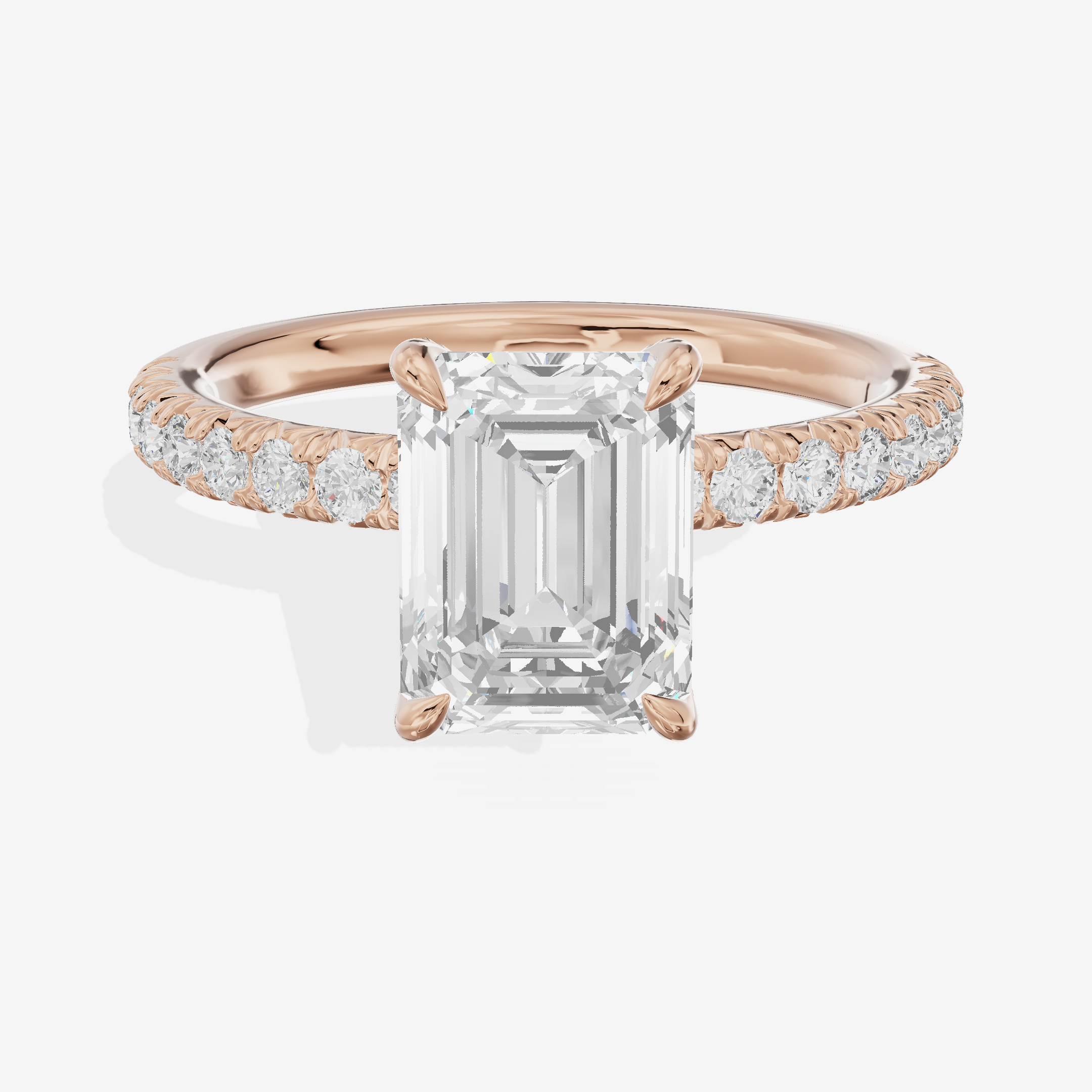 Mirelle Hidden Halo Emerald Engagement Ring (1/3 ct. tw.) in 14K Rose Gold