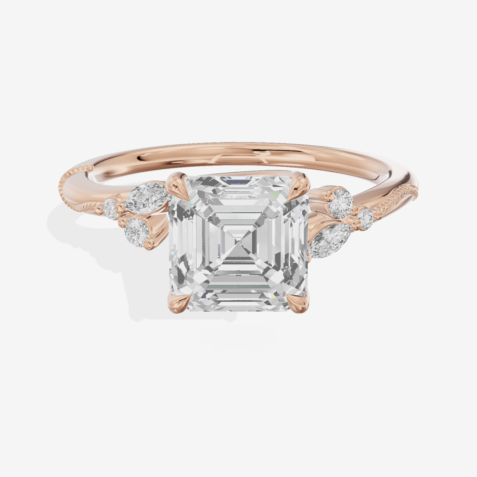 Vintage Lumera Asscher Engagement Ring (1/10 ct. tw.) in 18K Rose Gold
