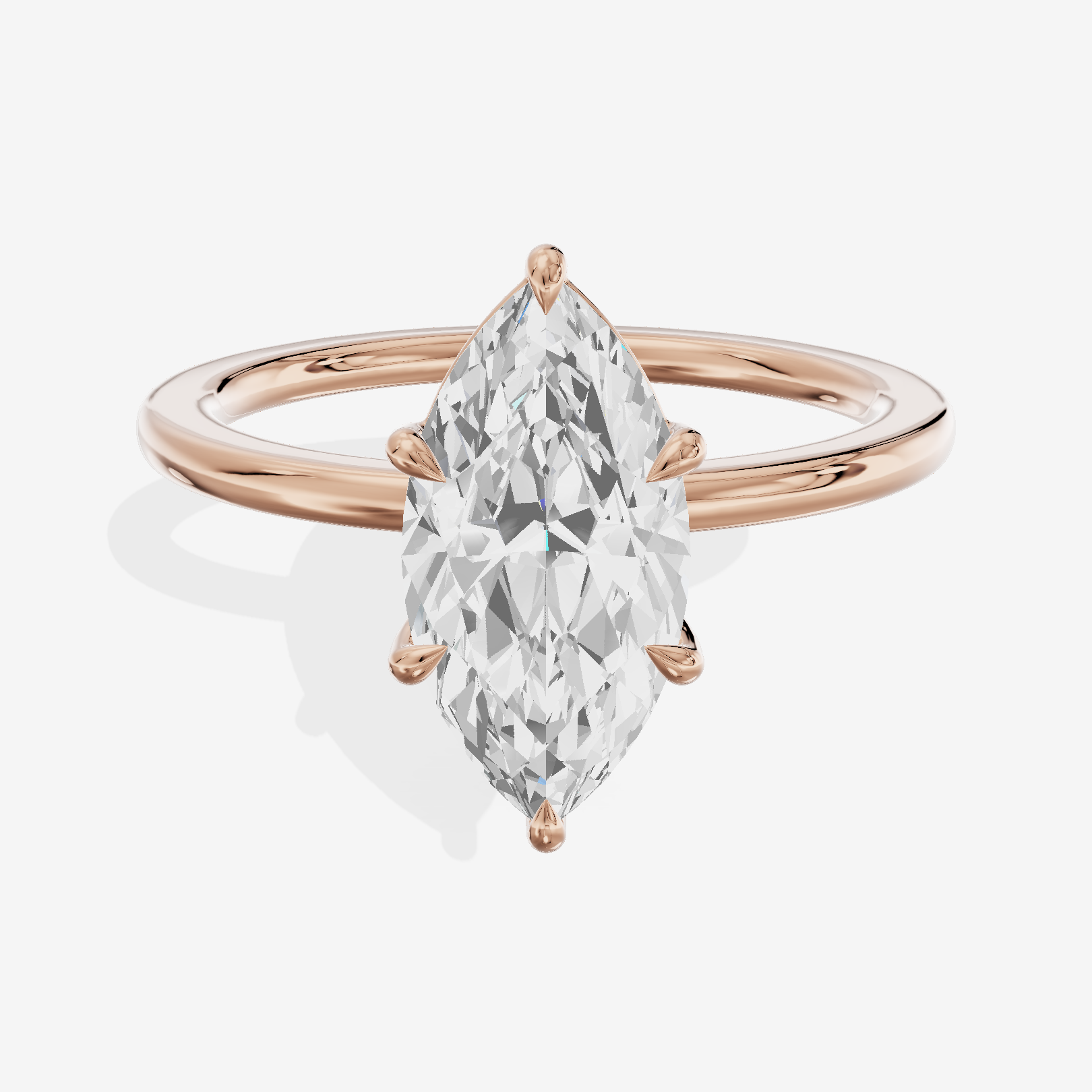 Charmae Ring 1.4mm Marquise Solitaire Engagement Ring in 14K Rose Gold