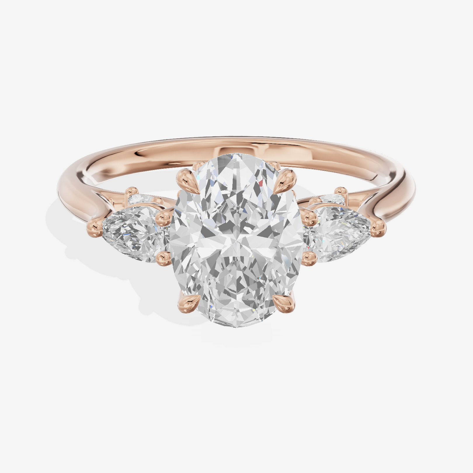 Classic Vowsae Three Stone Oval Engagement Ring (3/5 ct. tw.) in 18K Rose Gold