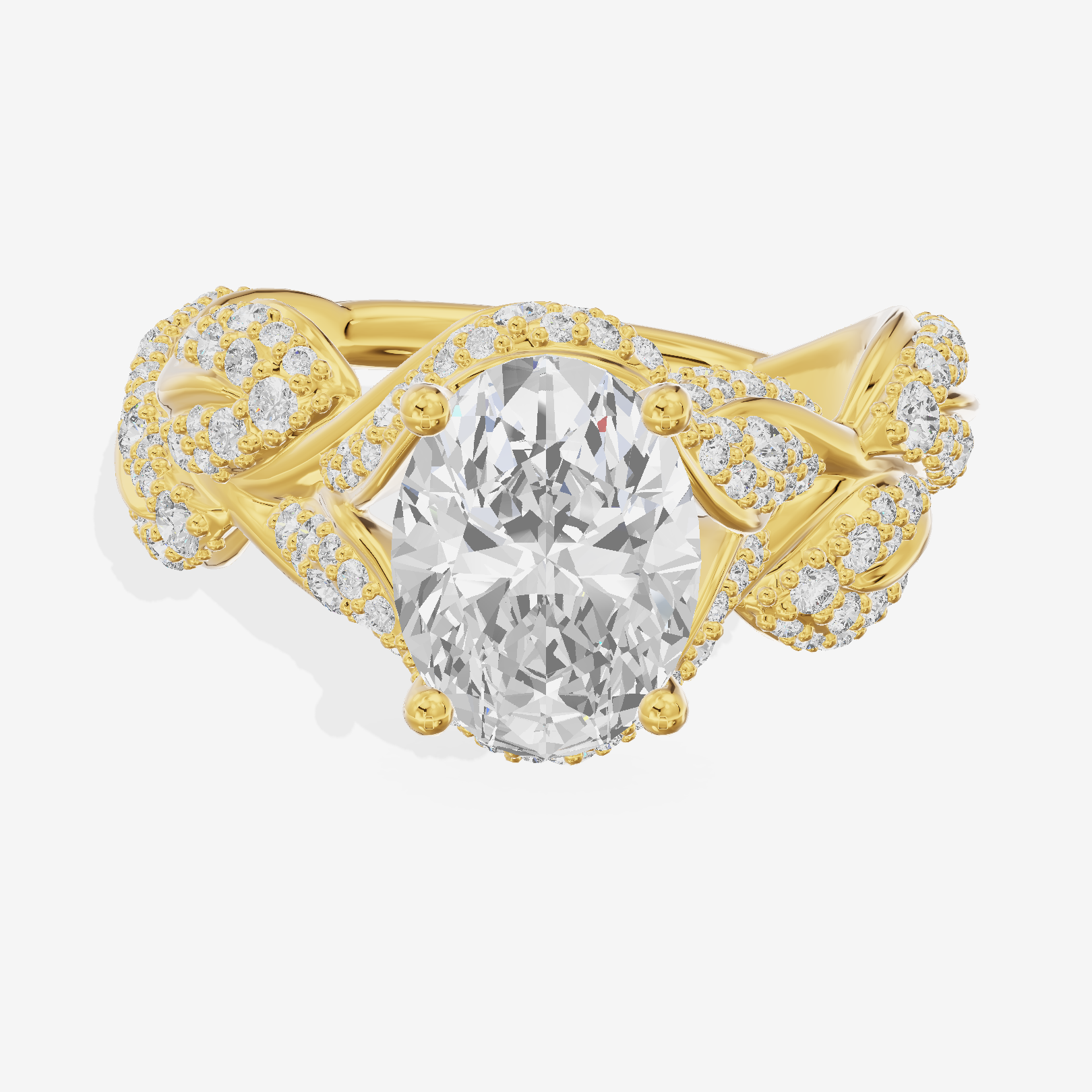 Luxe Eversince Oval Engagement Ring with Side Stones (1/2 ct. tw.) in 18K Yellow Gold