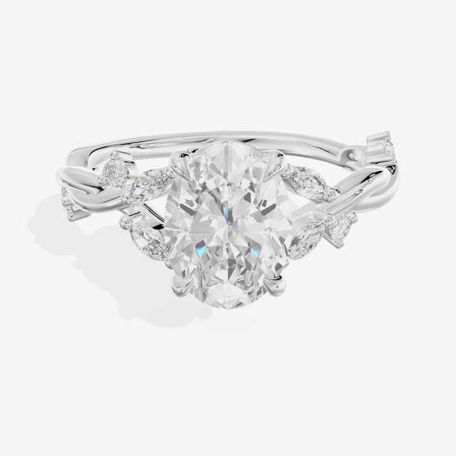 Twined Vowsae Oval Twisted Engagement Ring (1/6 ct. tw.) in 18K White Gold