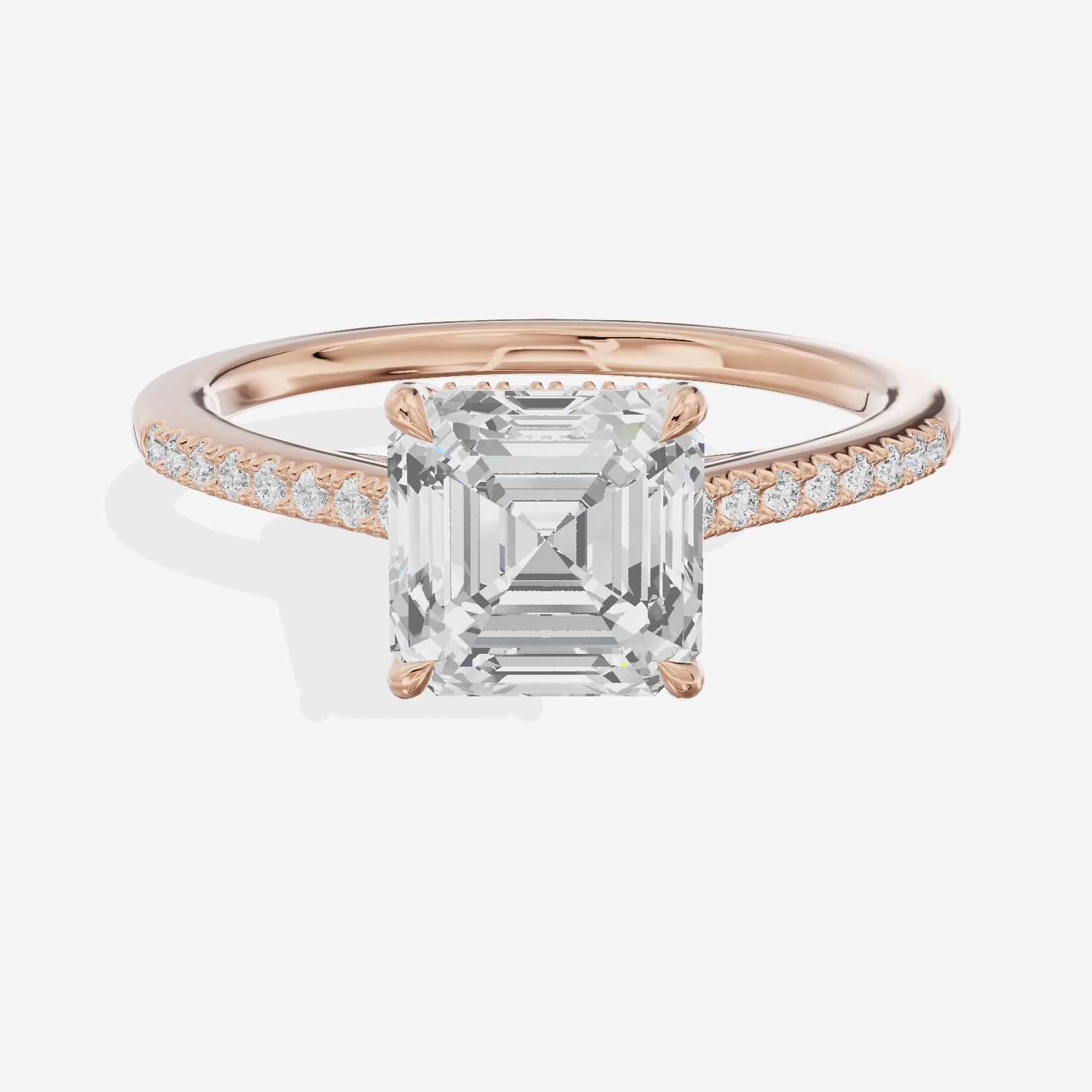 Twine Asscher Engagement Ring with Side Stones (7/8 ct. tw.) in 14K Rose Gold
