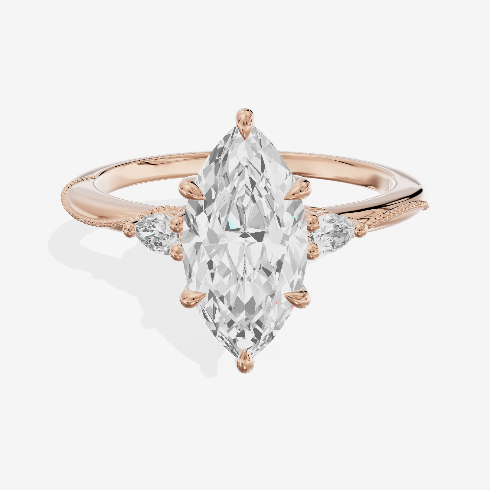 Luxe Triade Marquise Three Stone Engagement Ring (1/2 ct. tw.) in 18K Rose Gold