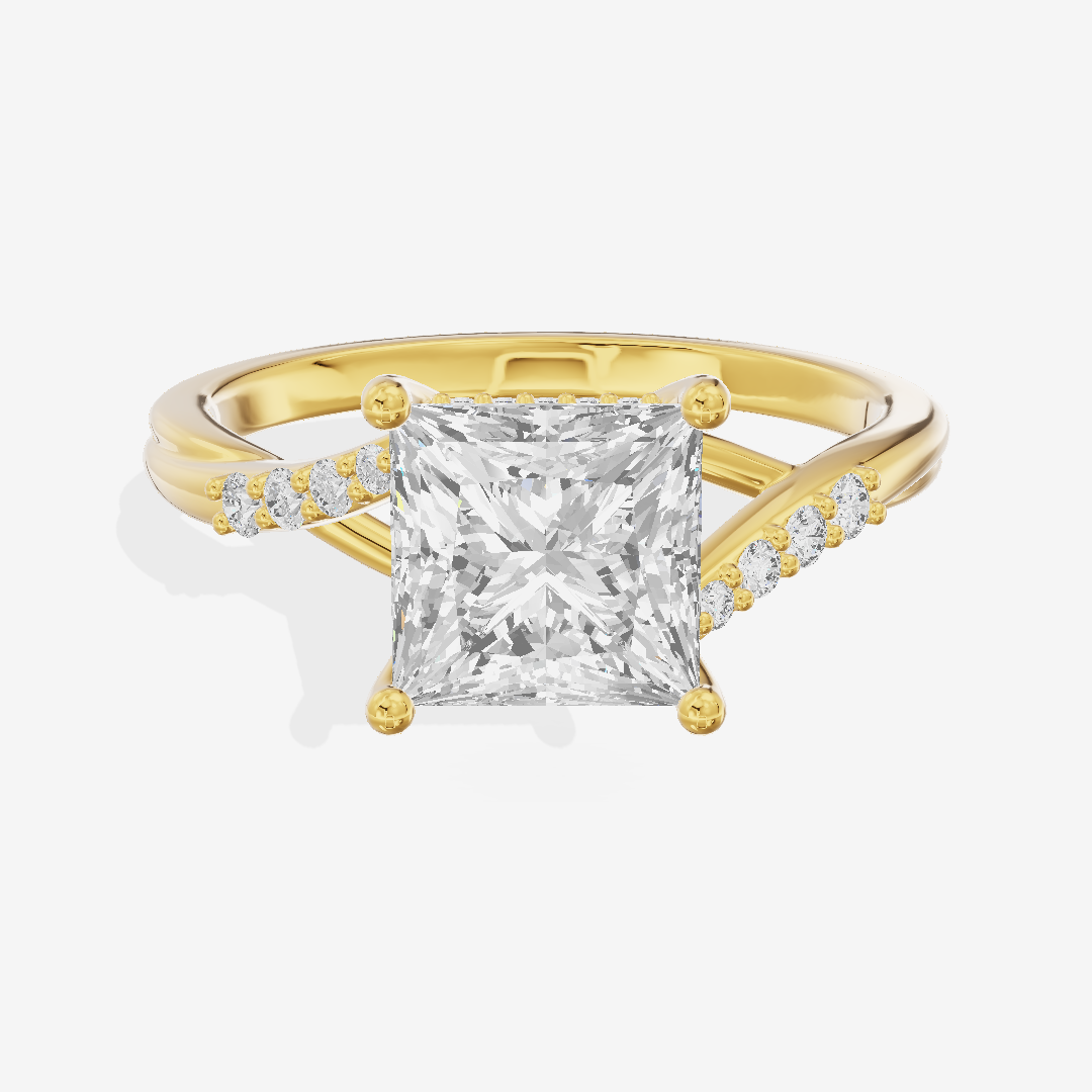 Aimora Hidden Halo Princess Engagement Ring (1/8 ct. tw.) in 14K Yellow Gold