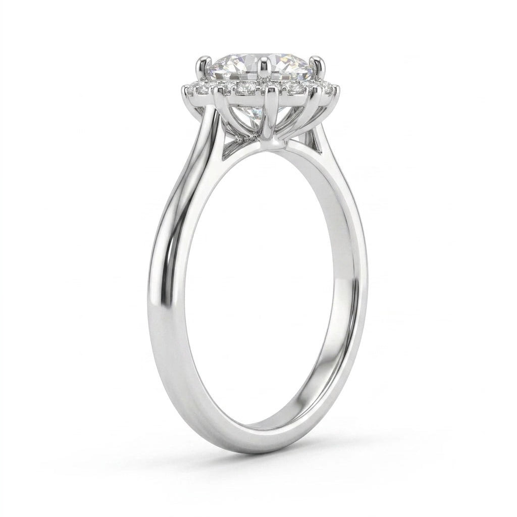 Halo Round Engagement Ring (1 ct. tw.) in 18K White Gold