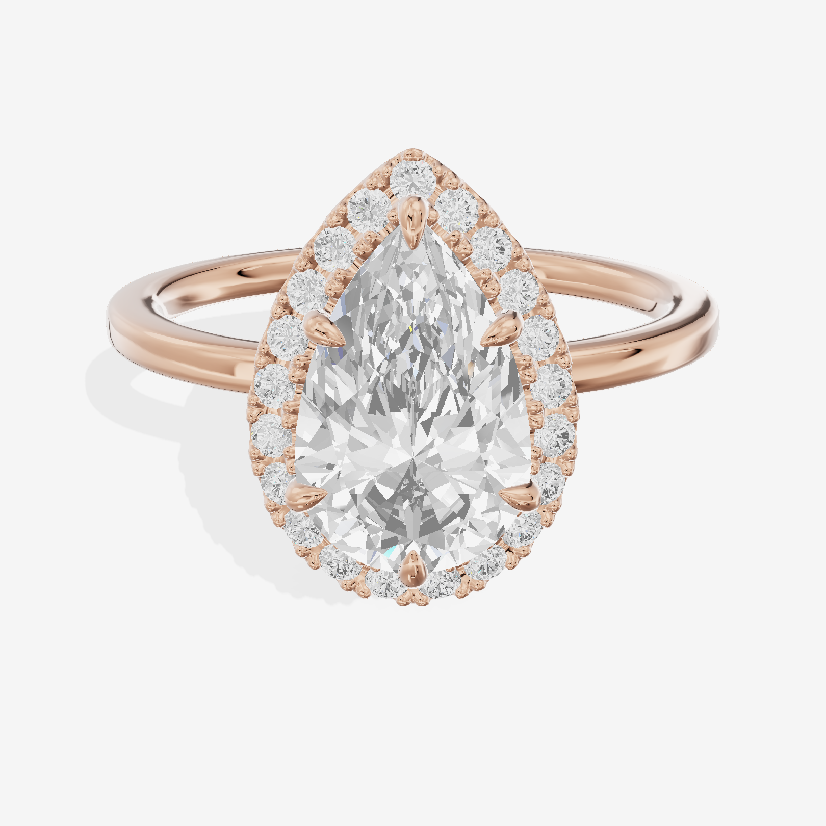 Lumina Halo Ring Pear Engagement Ring (1/4 ct. tw.) in 14K Rose Gold