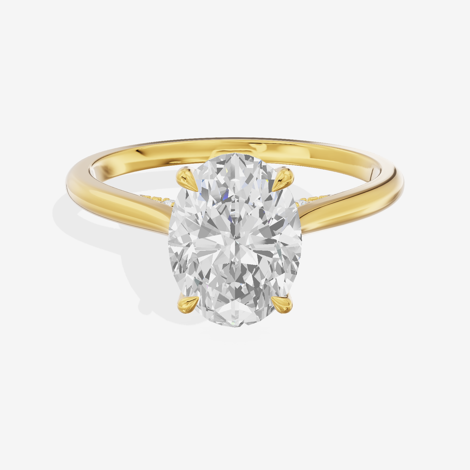 Lustrous Linger Oval Engagement Ring with Side Stones (1/10 ct. tw.) in 18K Yellow Gold